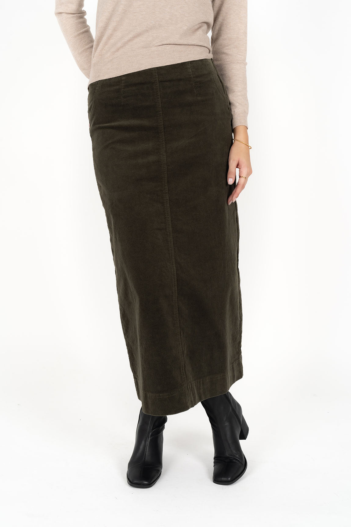 Billie Cord Skirt - Moss