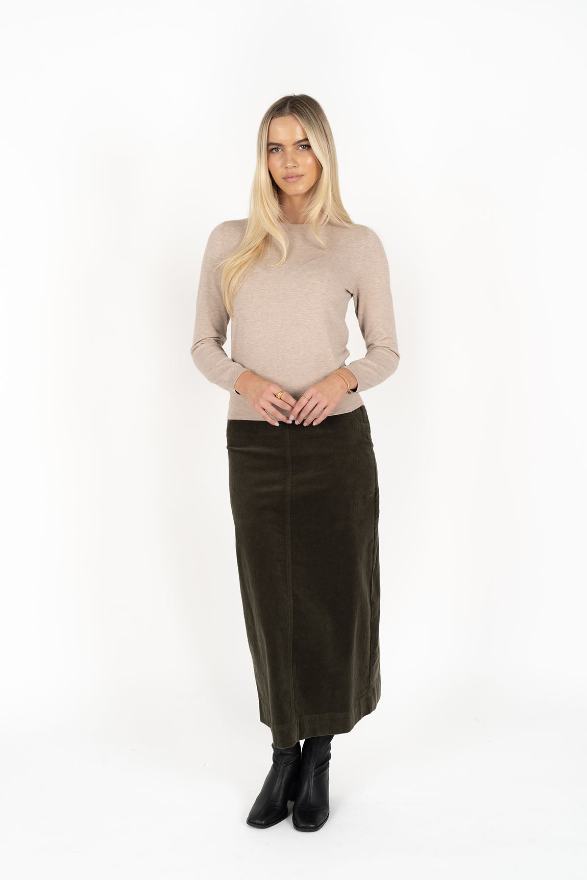 Billie Cord Skirt - Moss