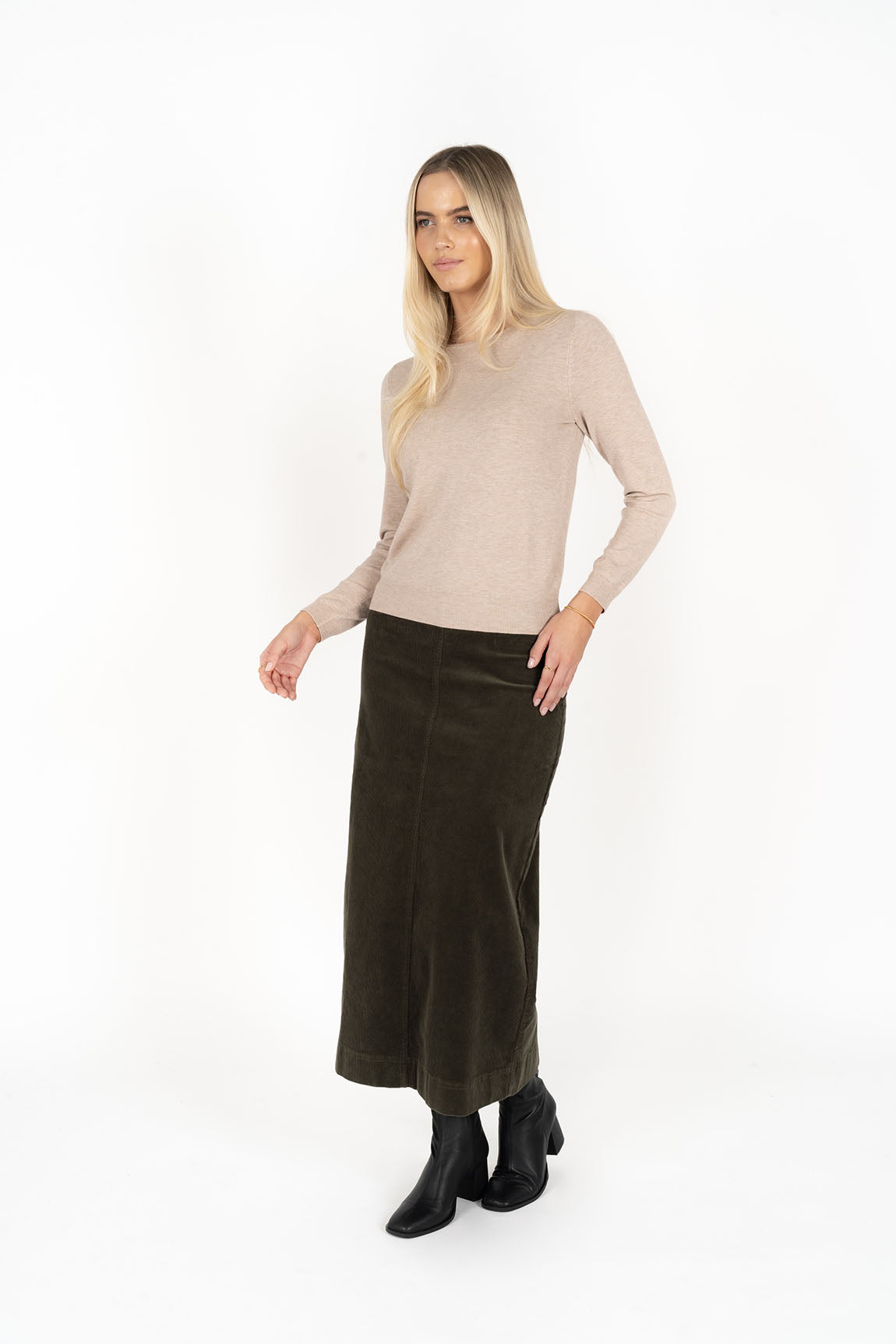 Billie Cord Skirt - Moss