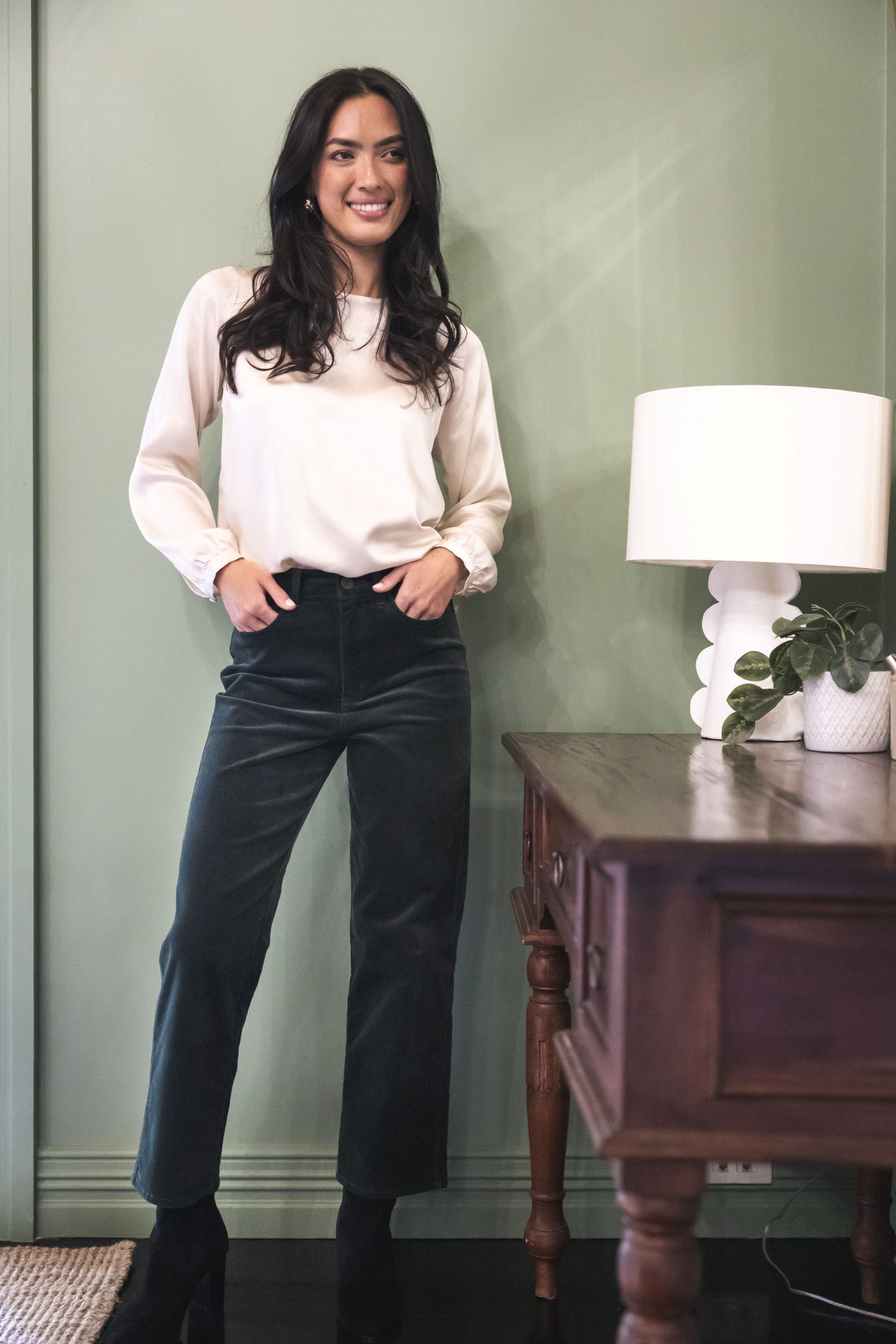 Va Va Velour Pant - Pine