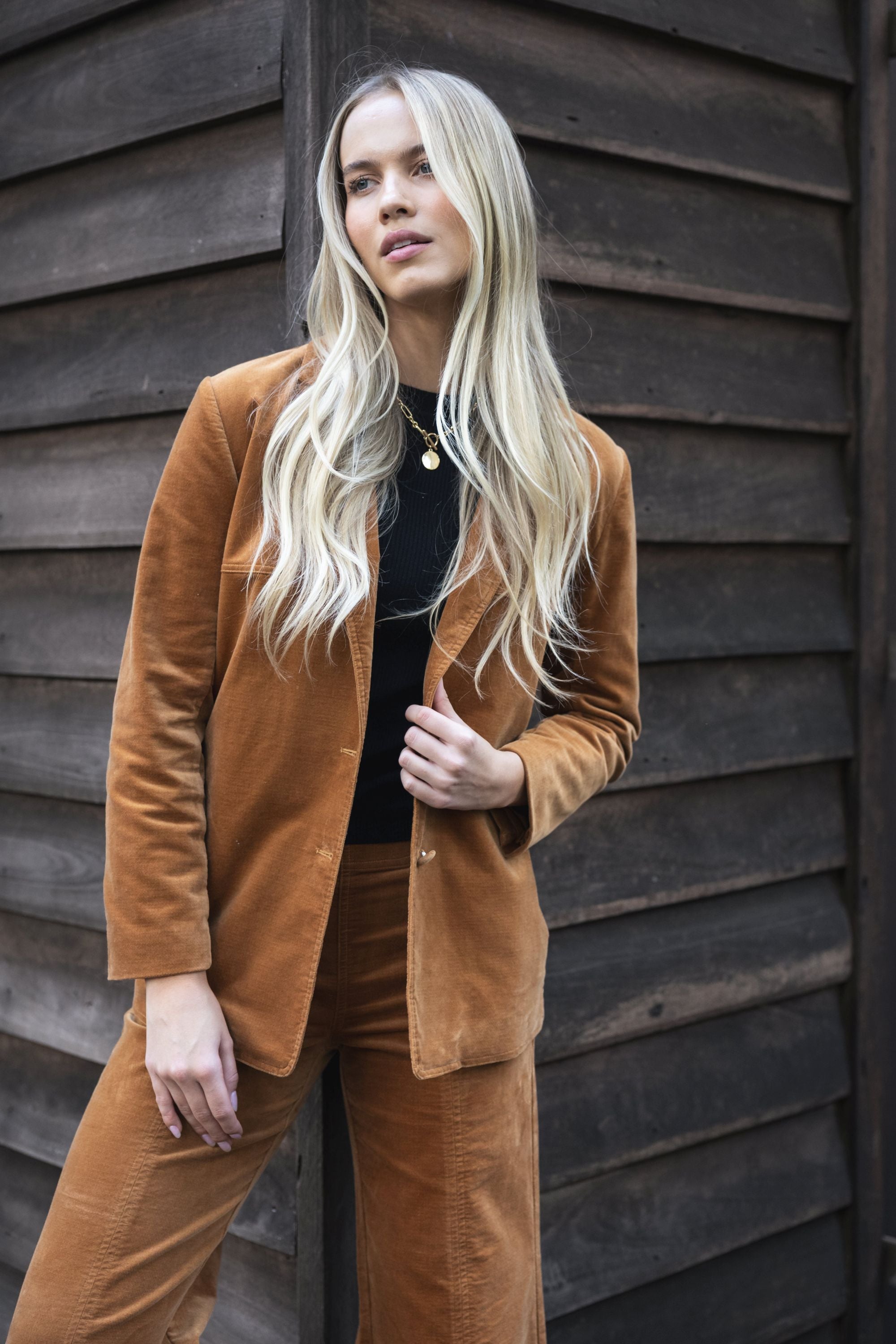Va Va Velour Coat - Camel