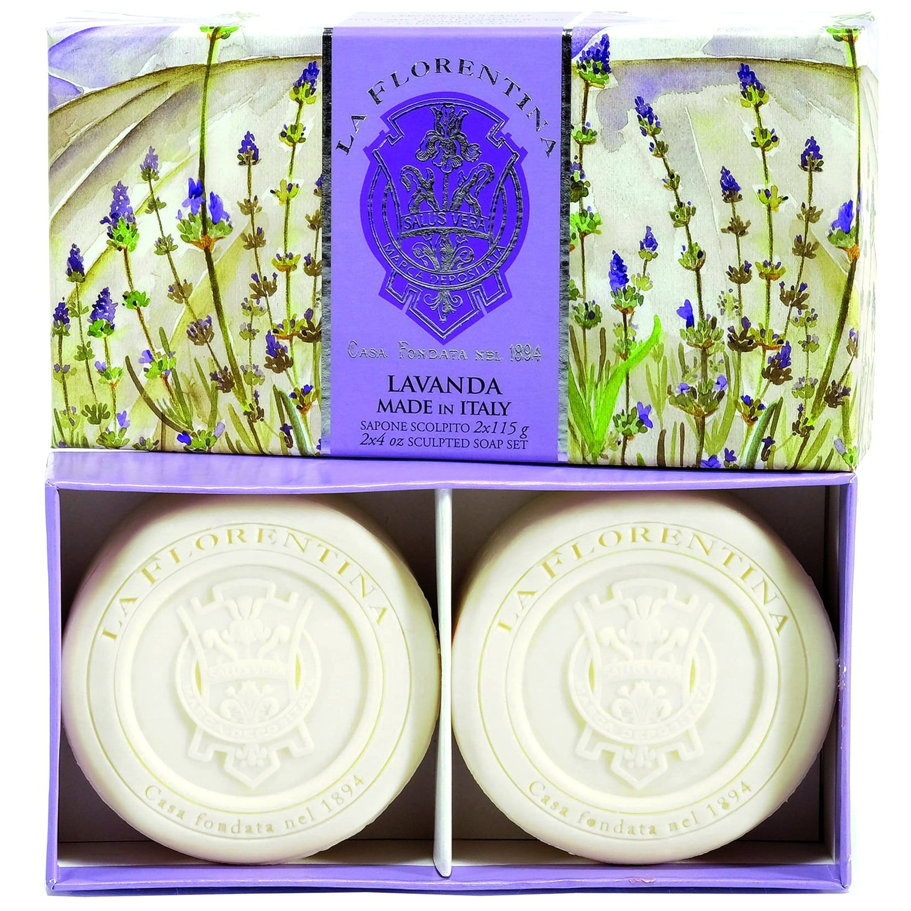 "Lavanda" Lavender Round Soap Gift Box 115g x 2