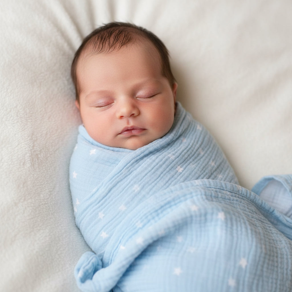 Muslin Swaddle Starry Night - Baby Blue