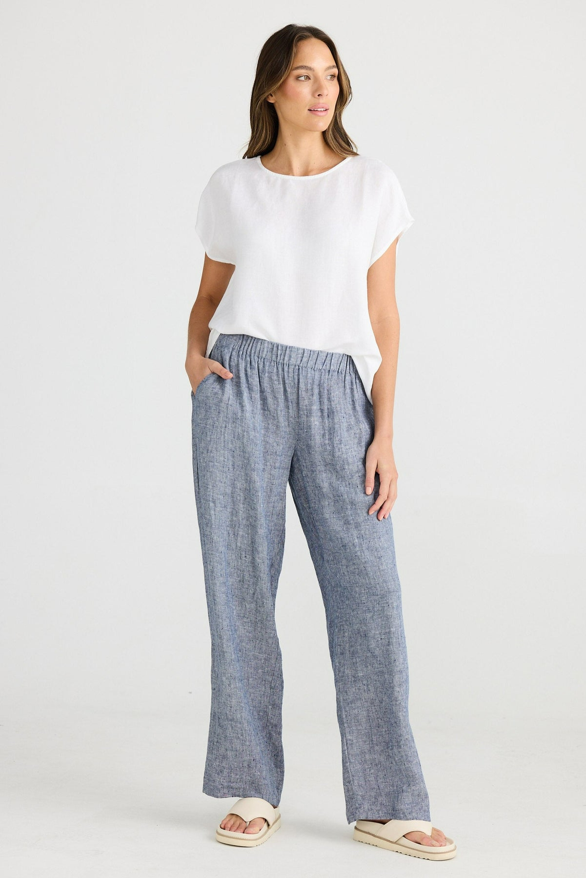 Souk Pants - Navy Fleck