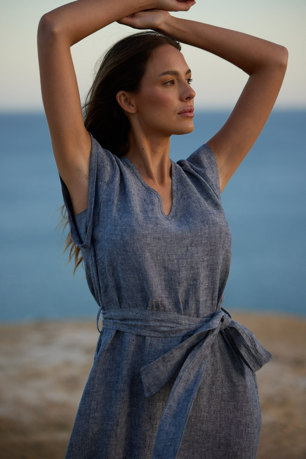 Sebou Dress - Navy Fleck