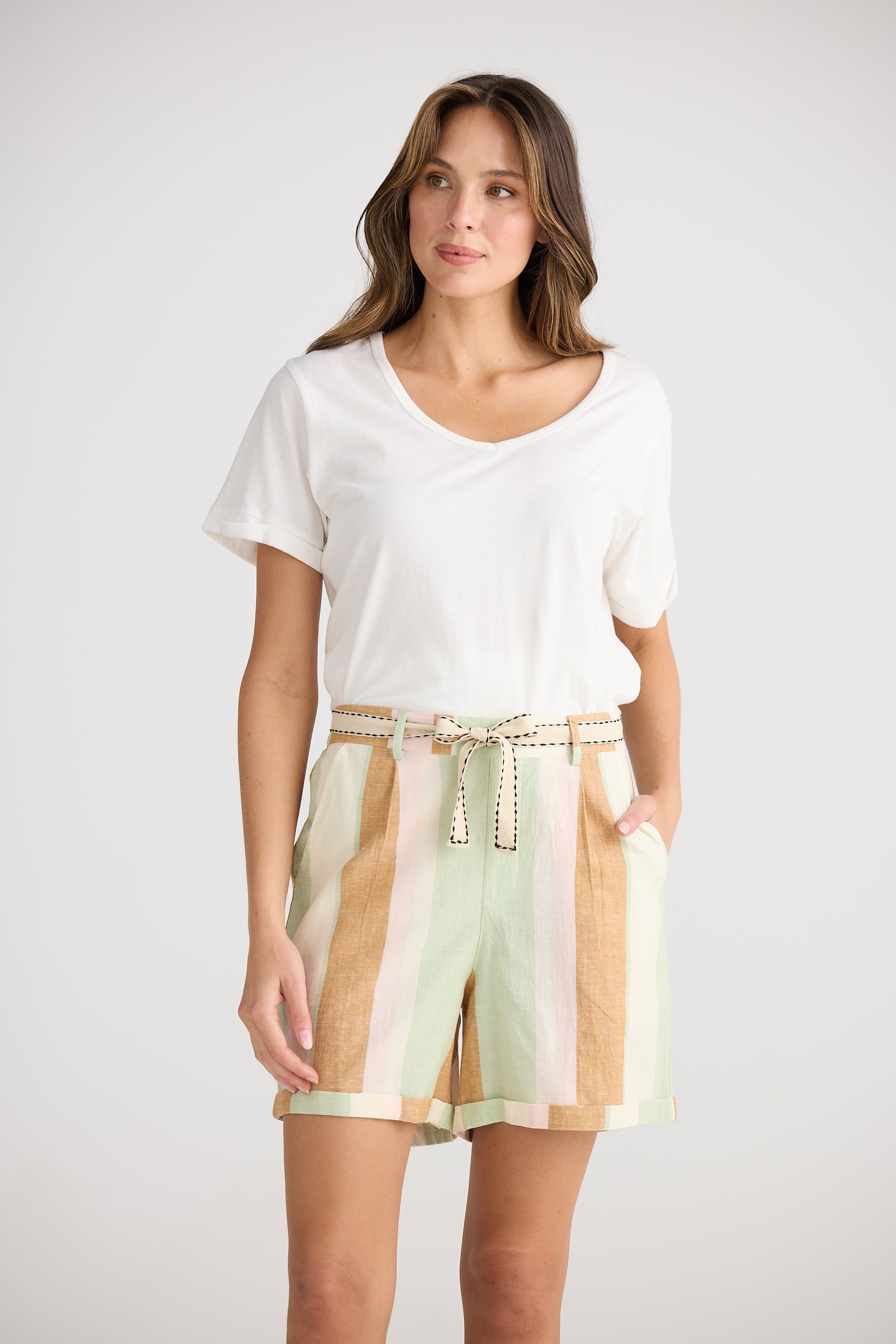 Positano Shorts - Melon Field Stripe