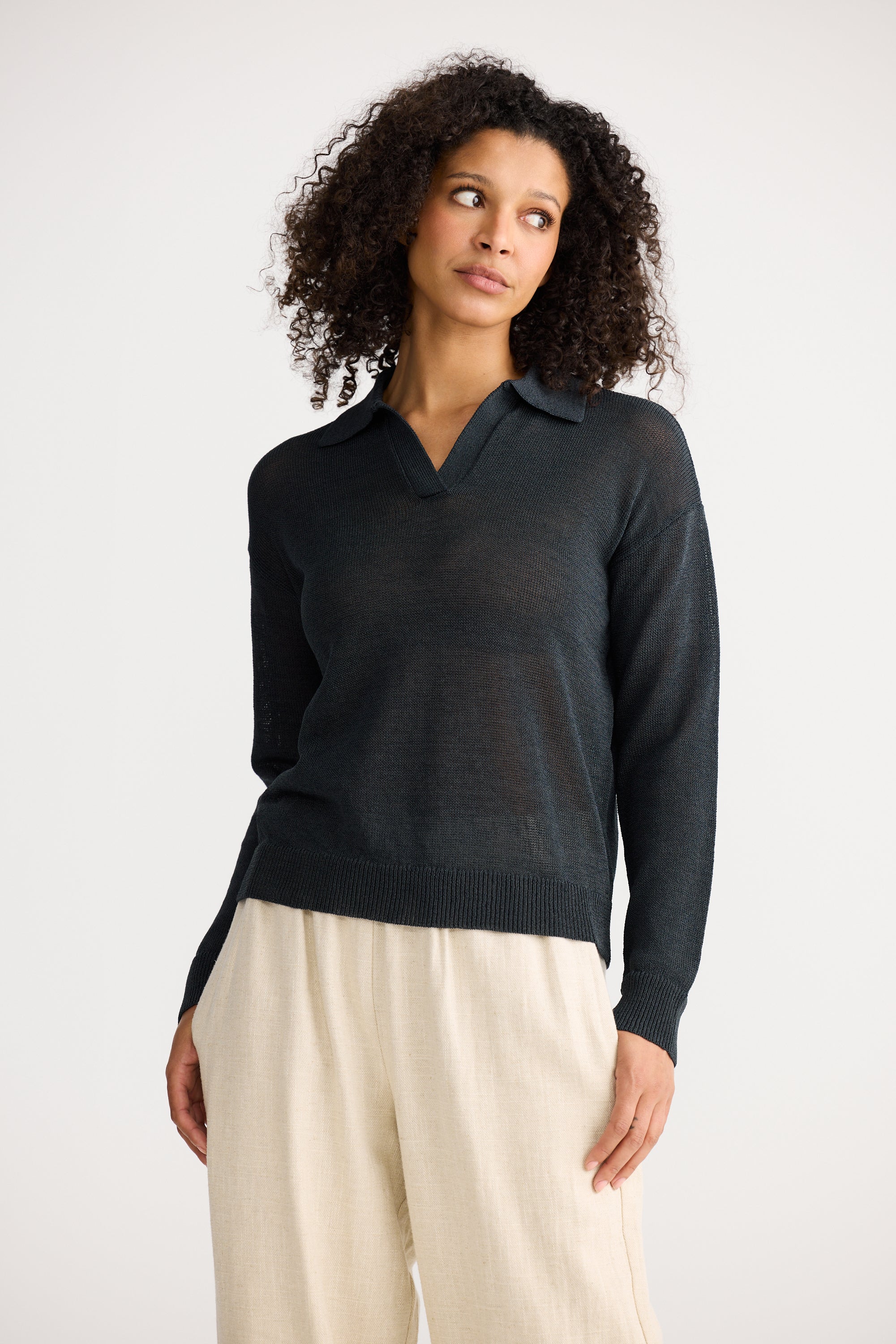 Tierra Knit Top - Charcoal