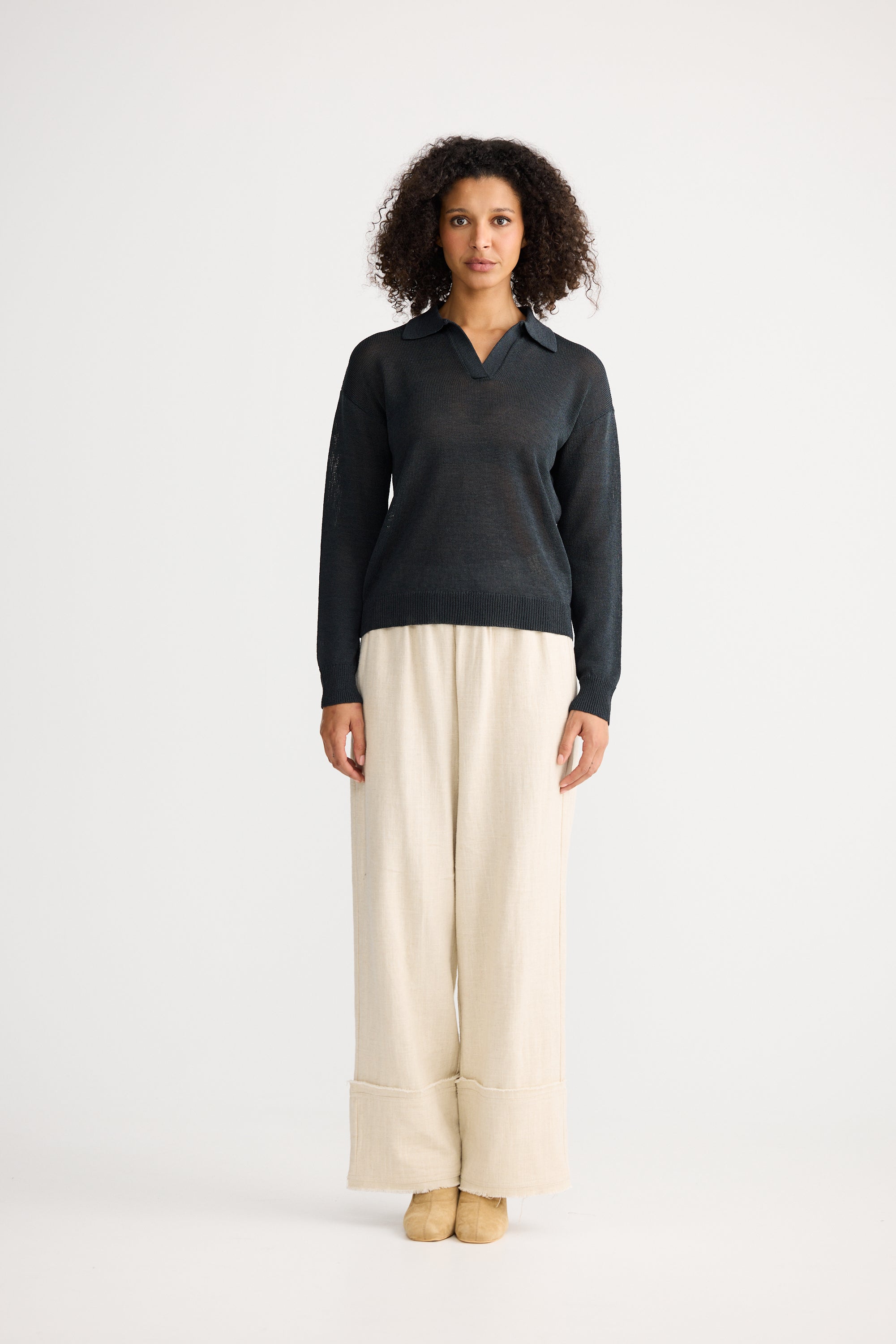 Tierra Knit Top - Charcoal