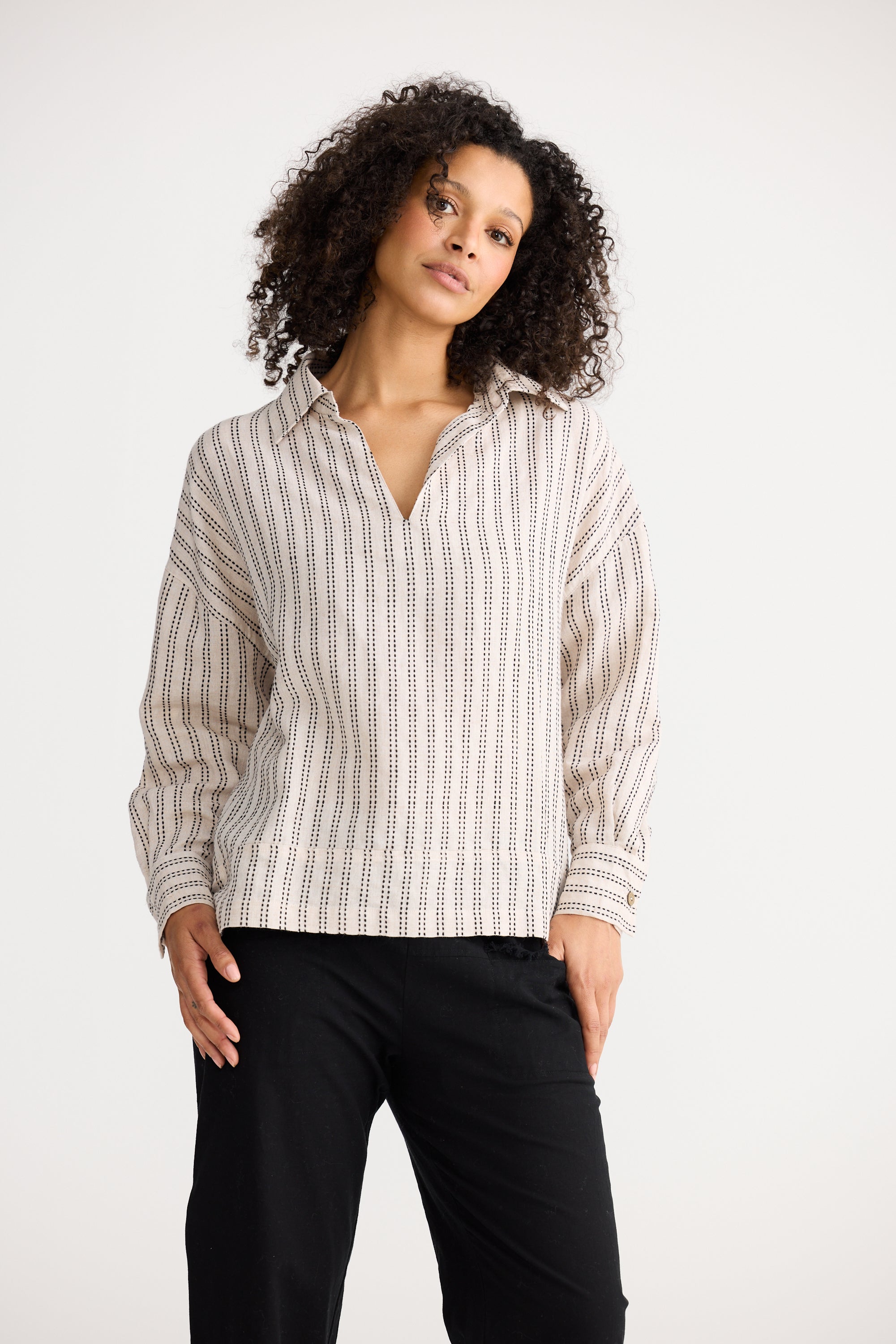 Wander Top Long Sleeve Top - Natural Stitch