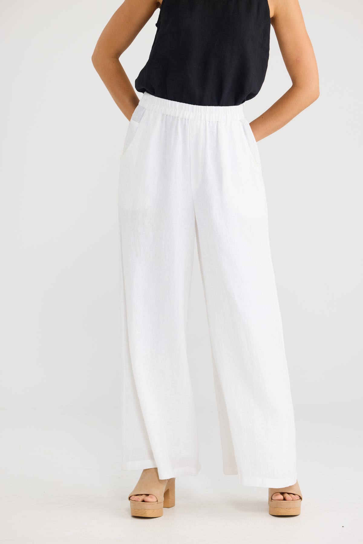 Positano Pants - White Linen
