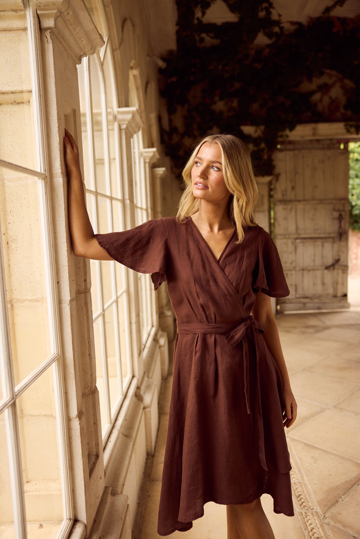 Mandalay Wrap Dress - Chocolate Linen