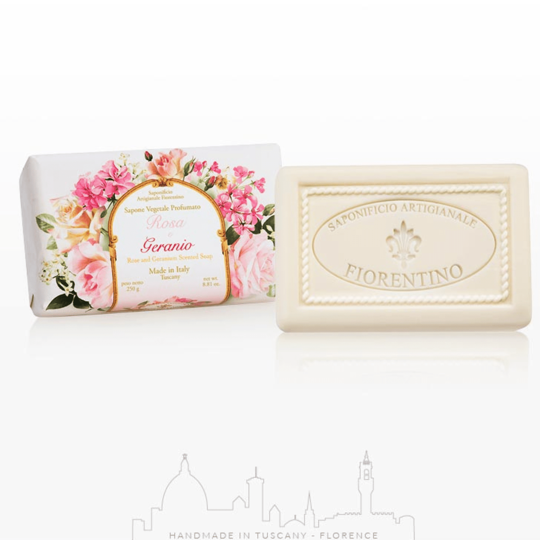 "Rosa e Geranio" Rose & Geranium 250g Bar Soap