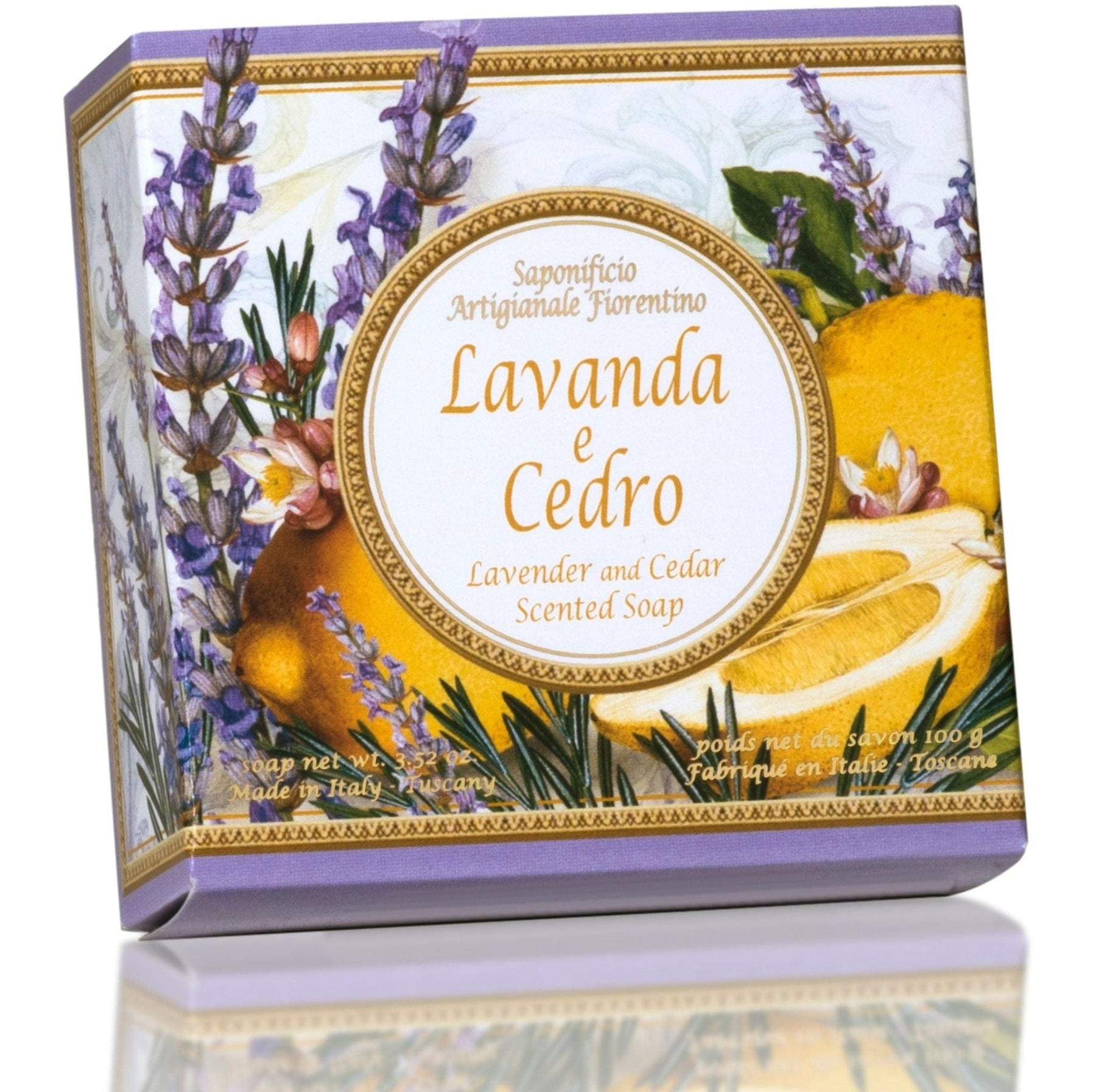 "Lavanda e Cedro" Lavender & Cedar 100g Round Soap