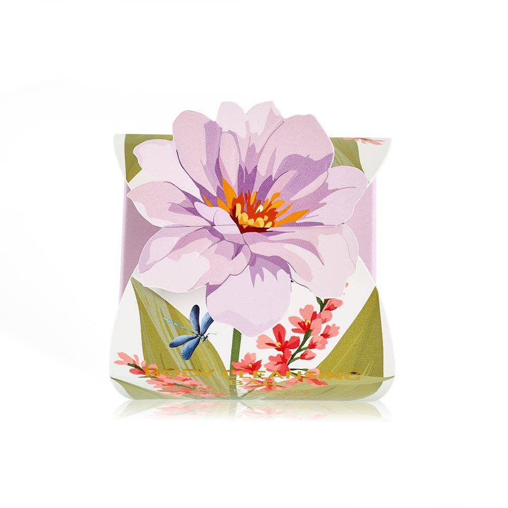 Body Cleansing Bar Gift Box - Mauve Flower - White Florals & French Pear