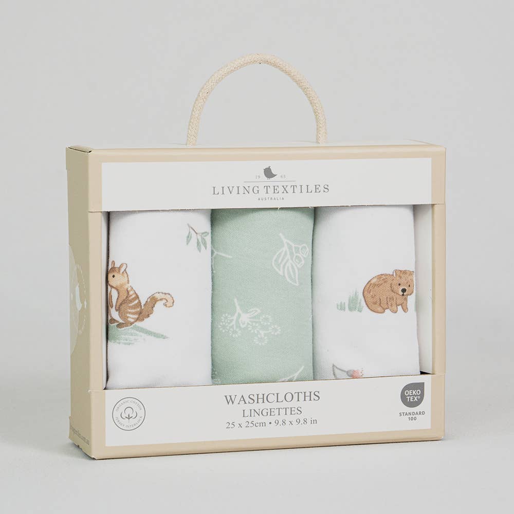 3 Pack Organic Wash Cloths - Australiana