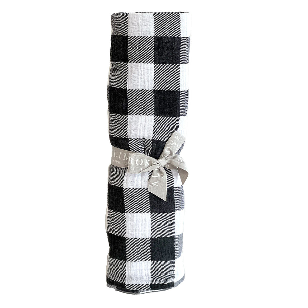 Muslin Cotton Swaddle Black Check