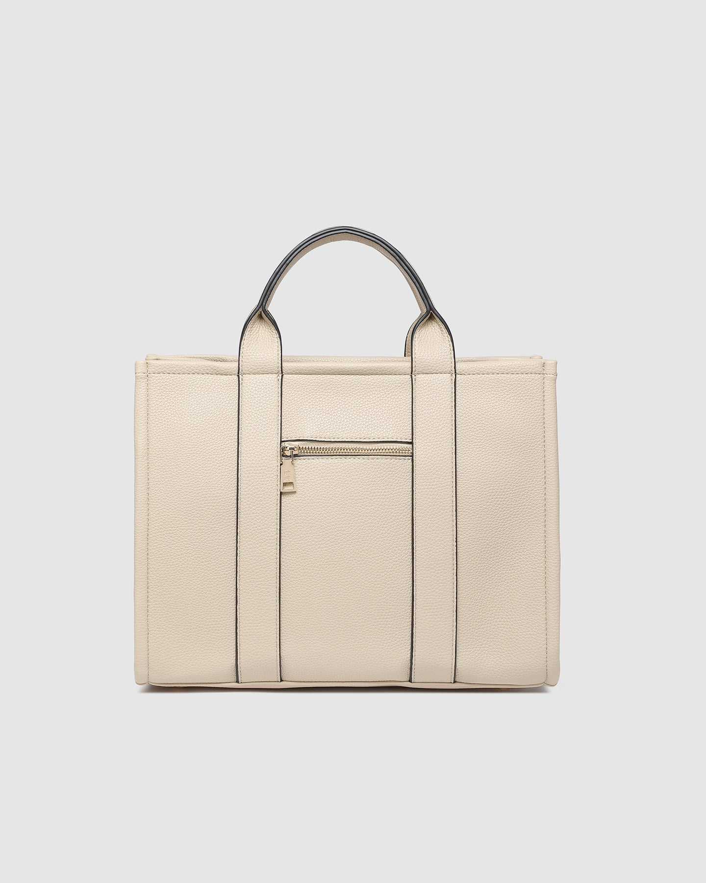 Manhattan Tote Bag - Biscotti With Black Trim