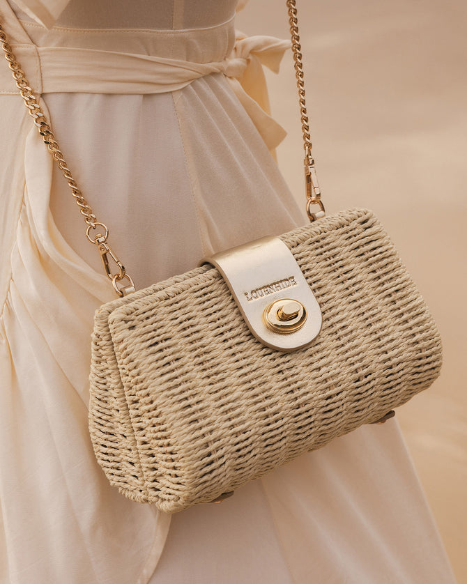 Ophelia Raffia Crossbody Bag - Champagne