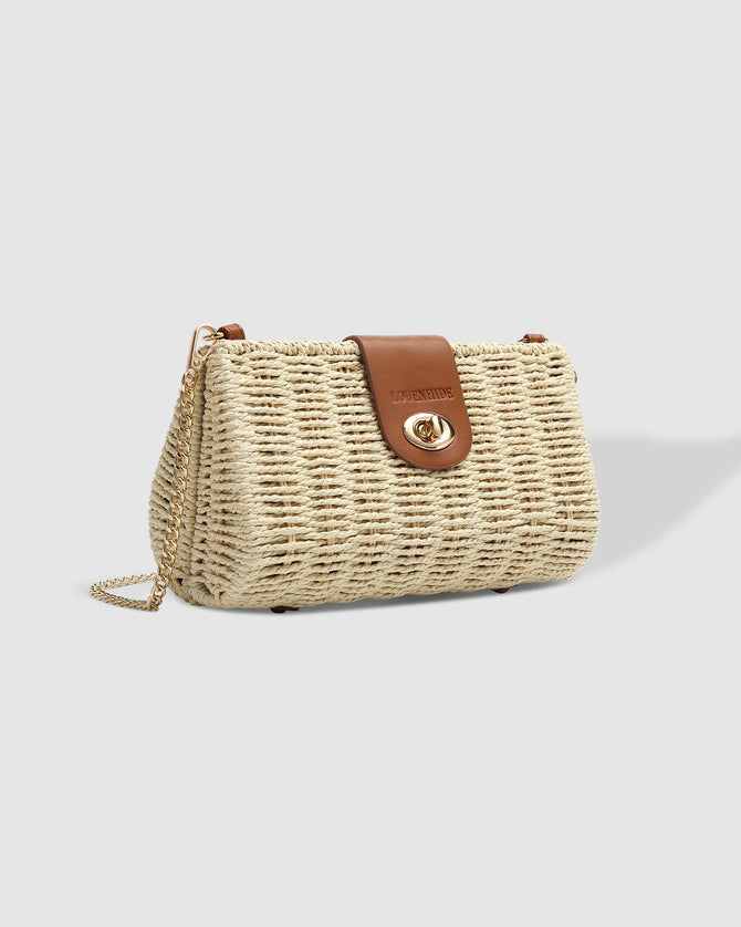 Ophelia Raffia Crossbody Bag - Tan