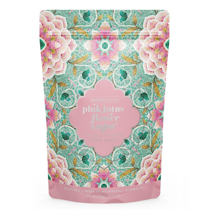 Australian Naturals Pink Lotus Bath Salts 200gm - Pink Lotus & Mint