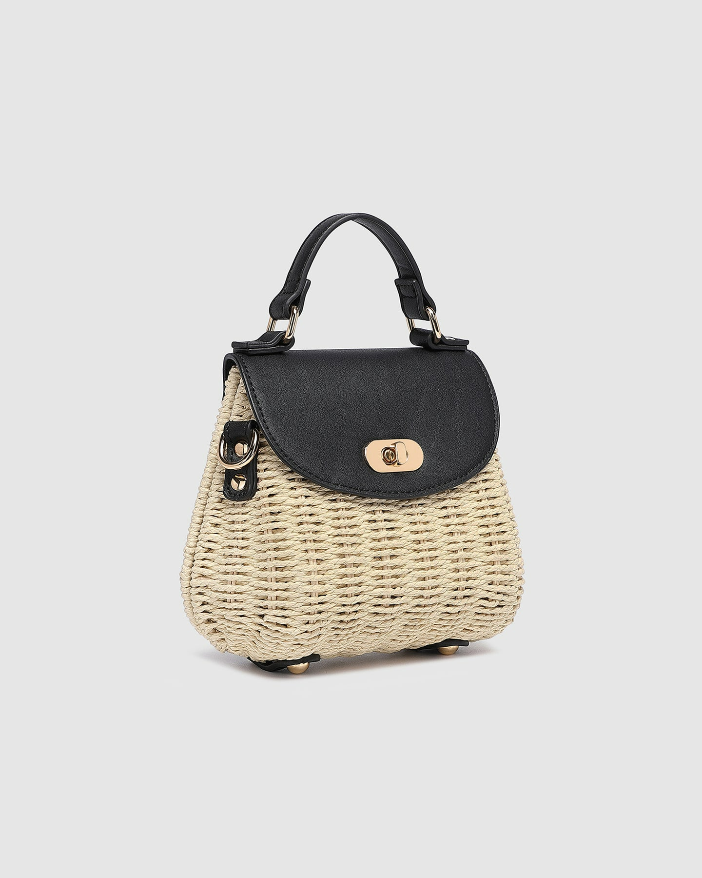 Sandy Raffia Crossbody Bag - Black