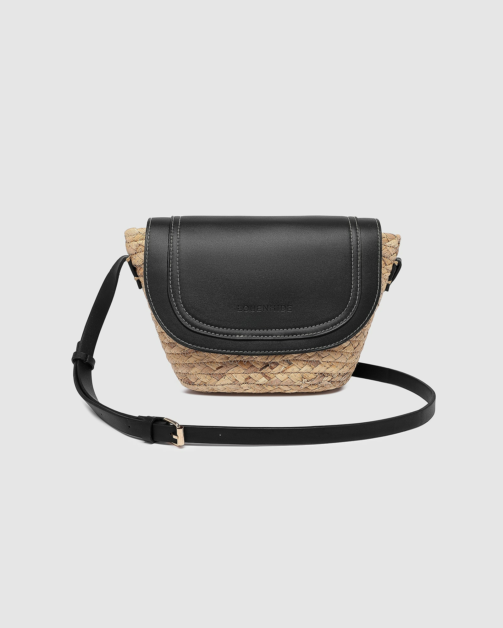 Dixie Straw Crossbody Bag - Natural Black