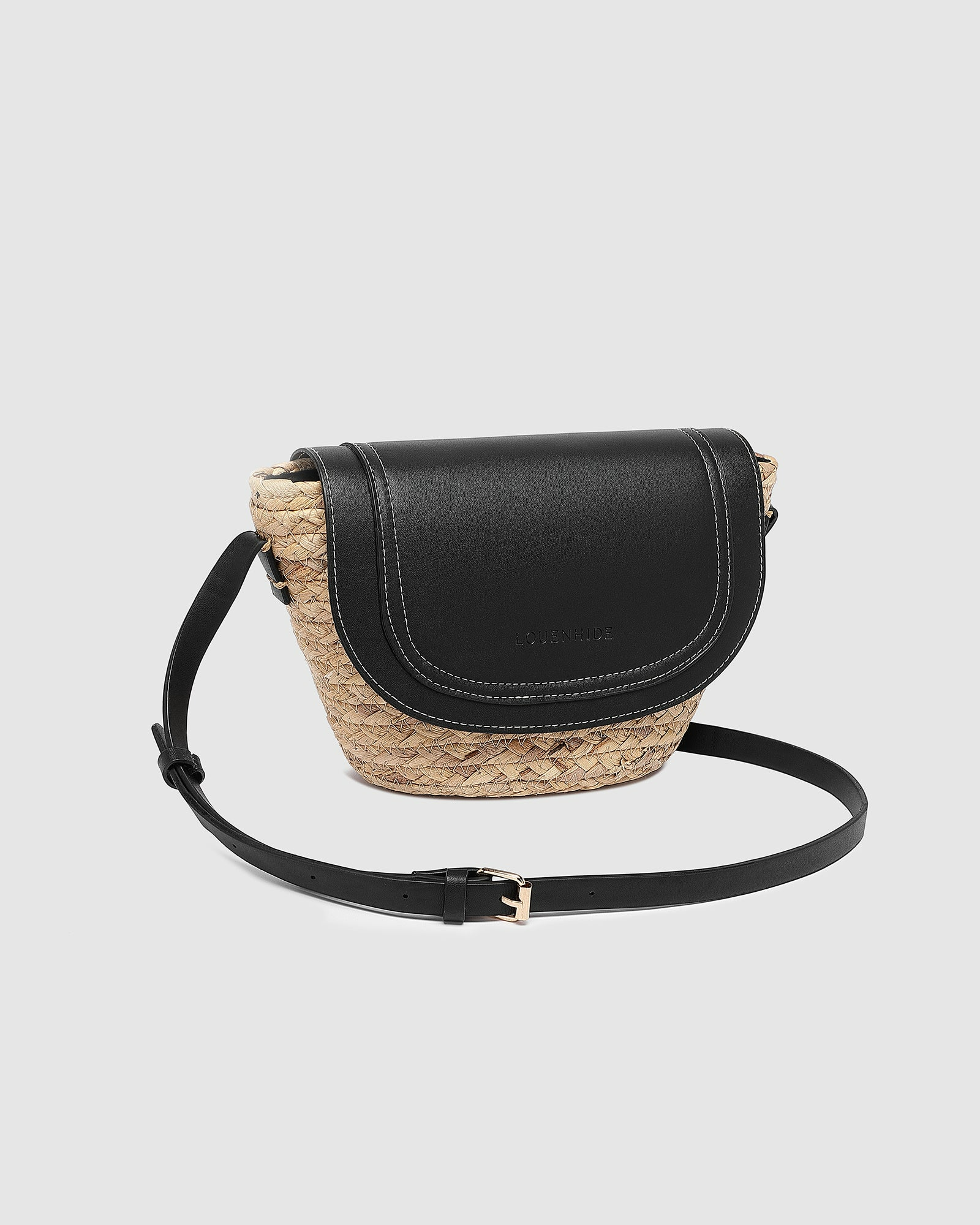 Dixie Straw Crossbody Bag - Natural Black