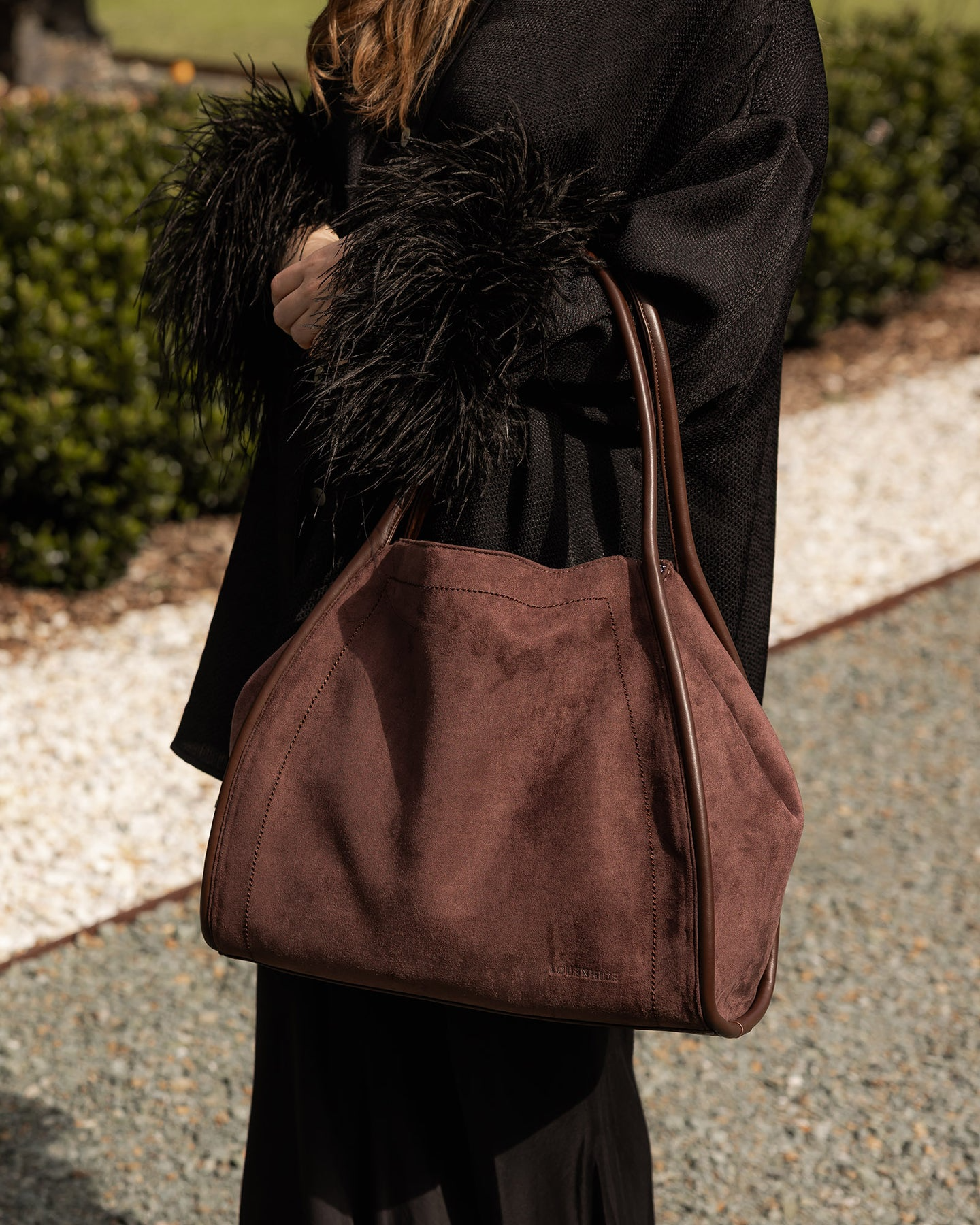 Sutton Suedette Shoulder Bag - Chocolate