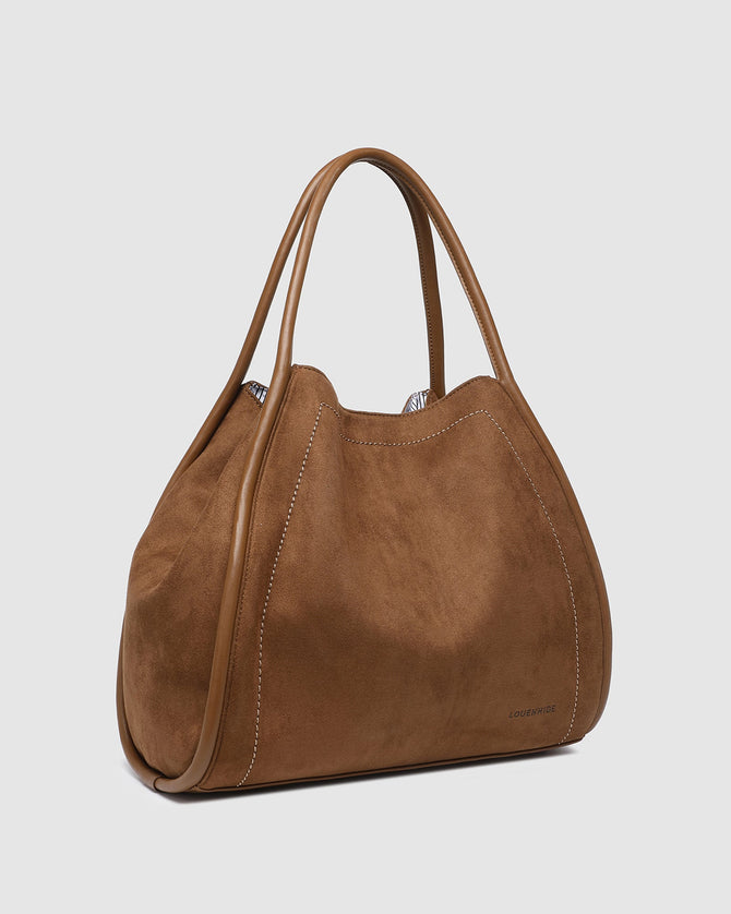 Sutton Suedette Shoulder Bag - Tan