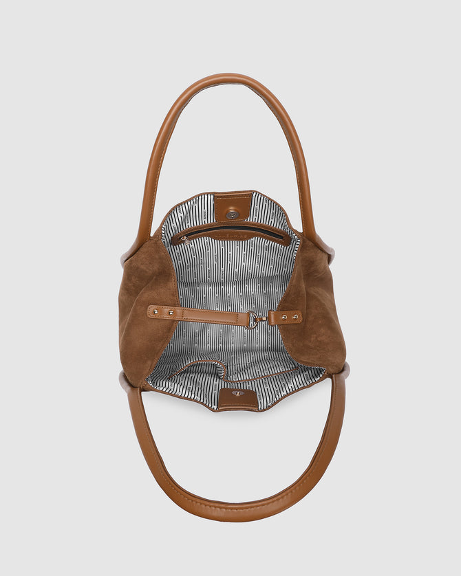 Sutton Suedette Shoulder Bag - Tan