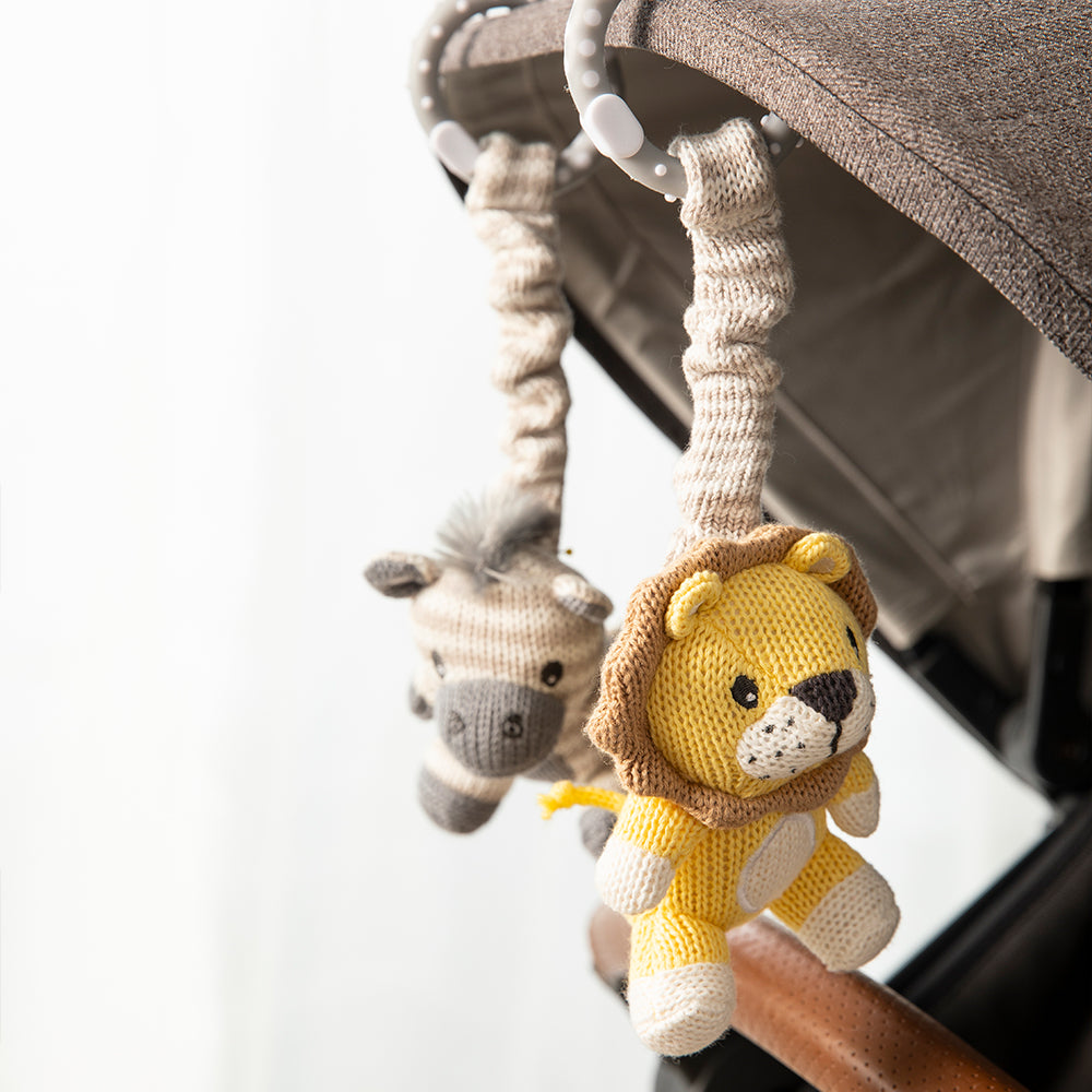 2pk Stroller Toys - Zebra & Lion