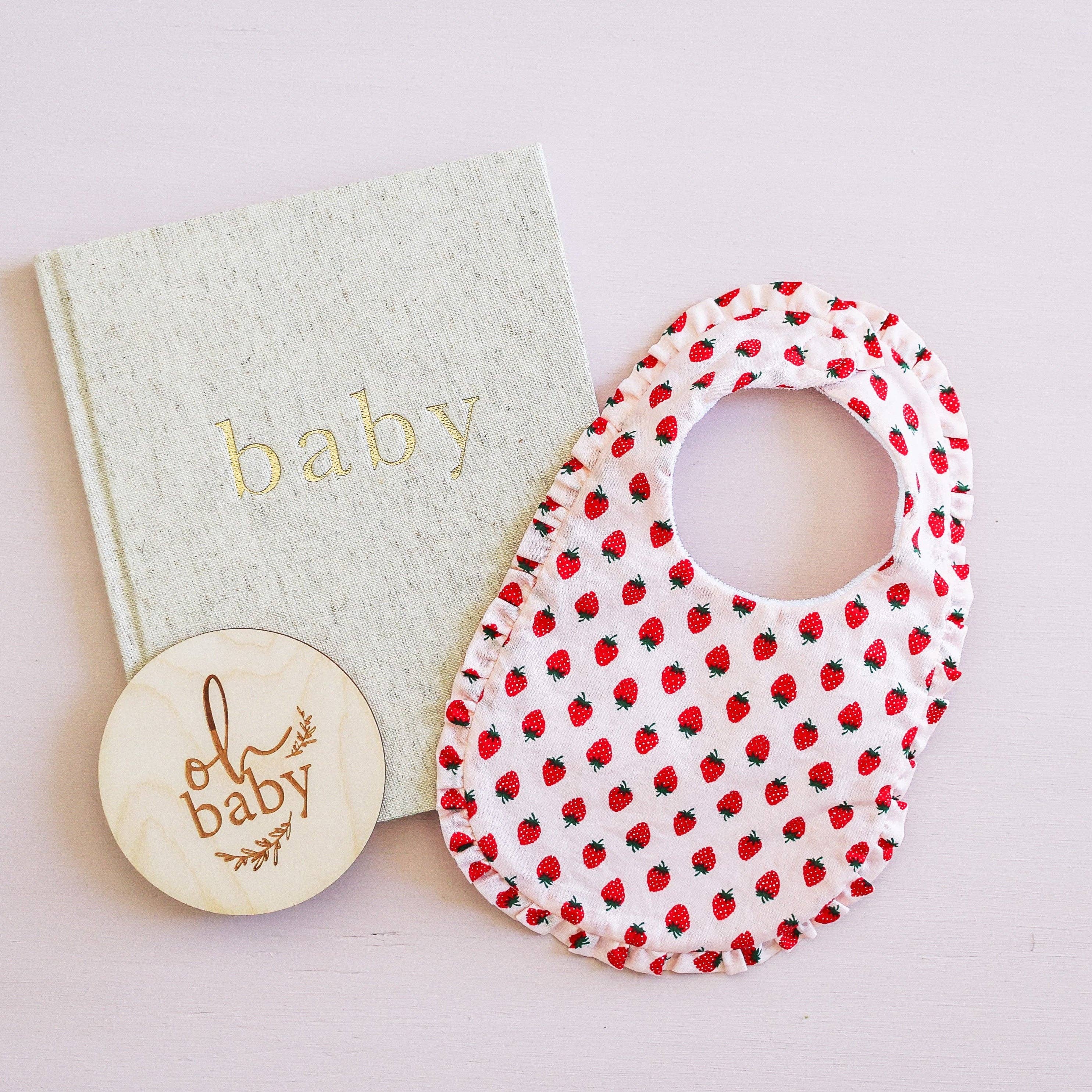 Ruffle Edge Bib - Strawberry