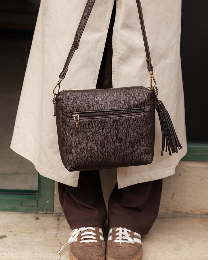 Kasey Stripe Crossbody Bag - Chocolate