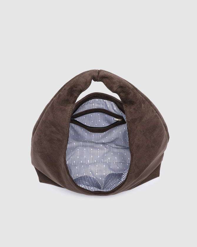Monaco Shoulder Bag - Chocolate Suedette