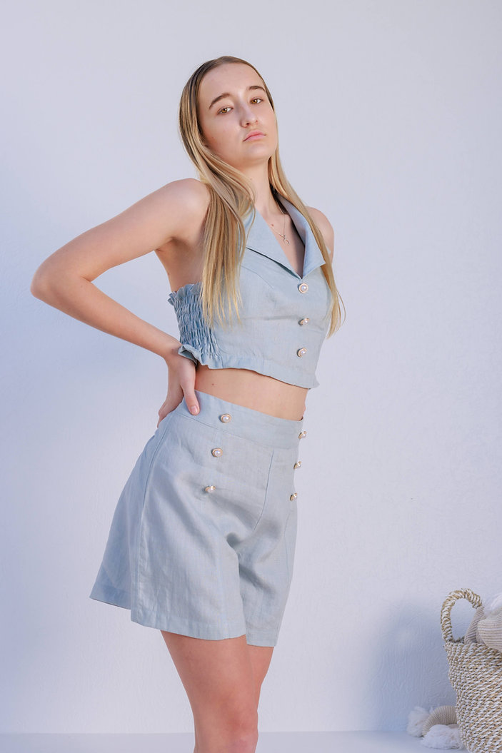 Emmy High Waisted Short Sky Blue