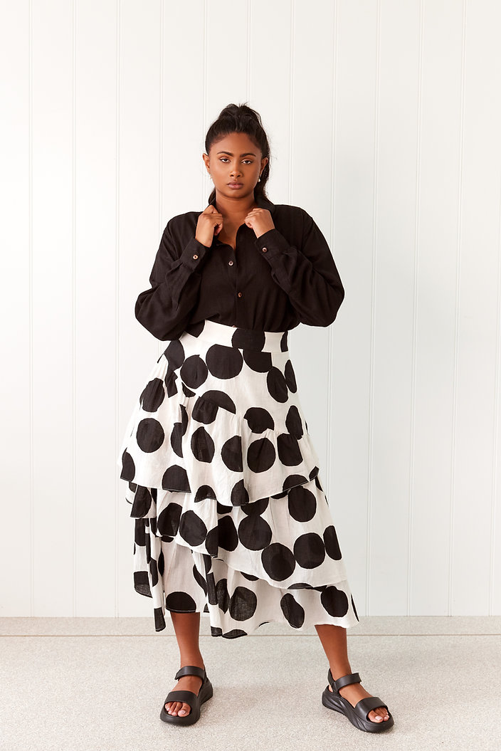 Joanie Tiered Maxi Skirt Polka Dot