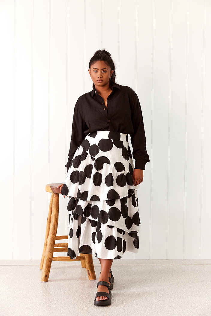 Joanie Tiered Maxi Skirt Polka Dot