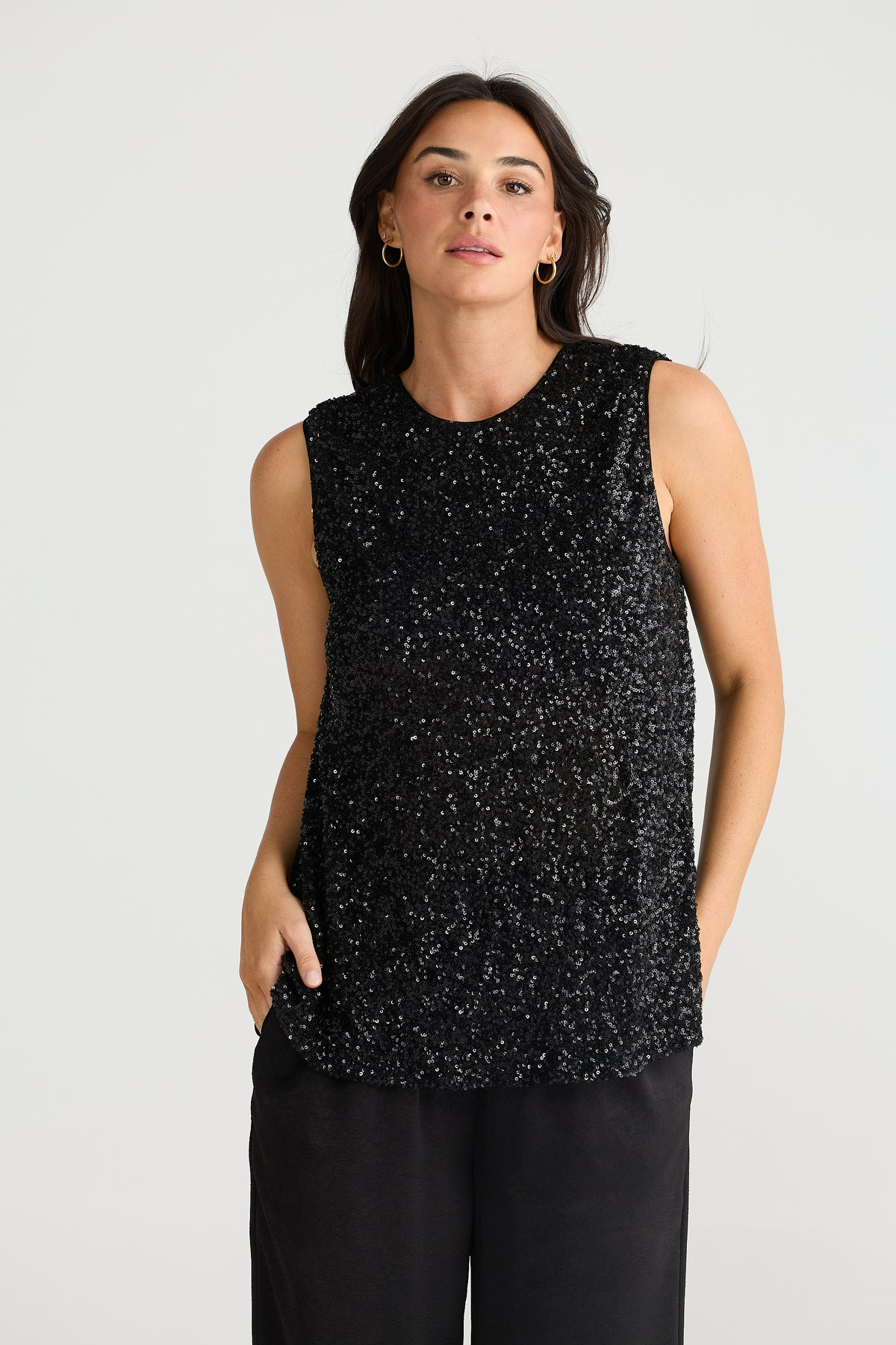 Show Stopper Top - Black Sequin