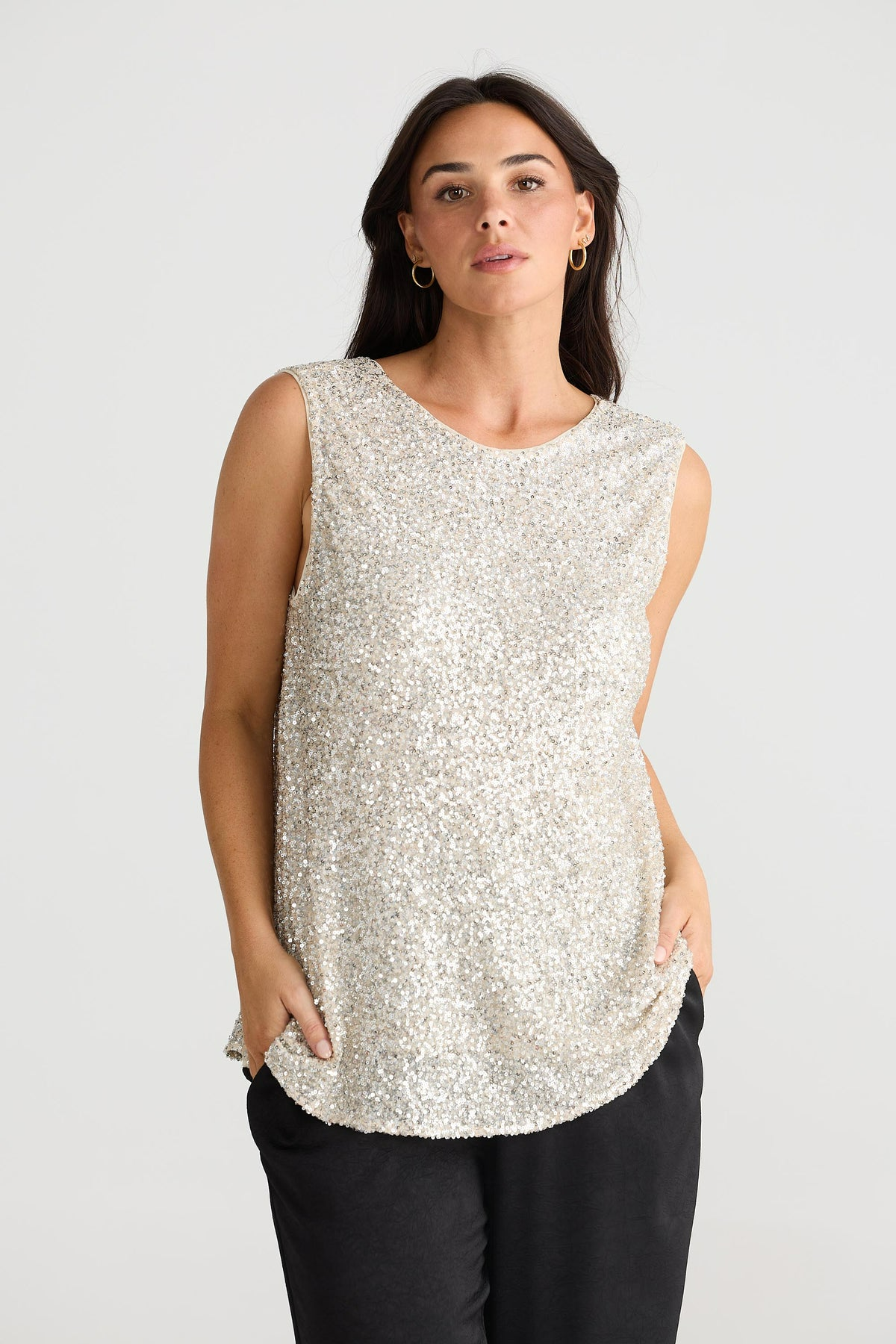 Show Stopper Top - Champagne Sequin