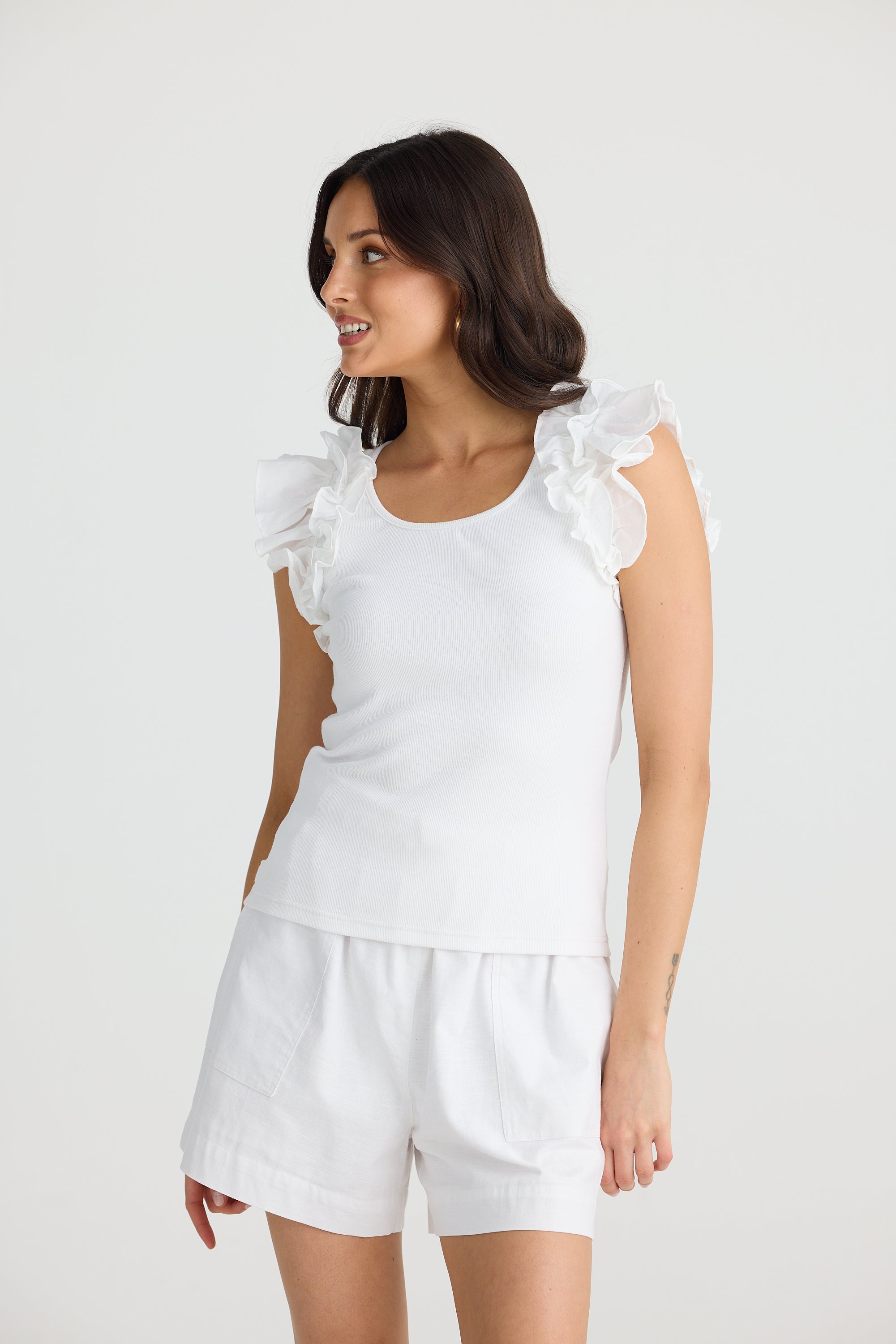 Frills Tank - White