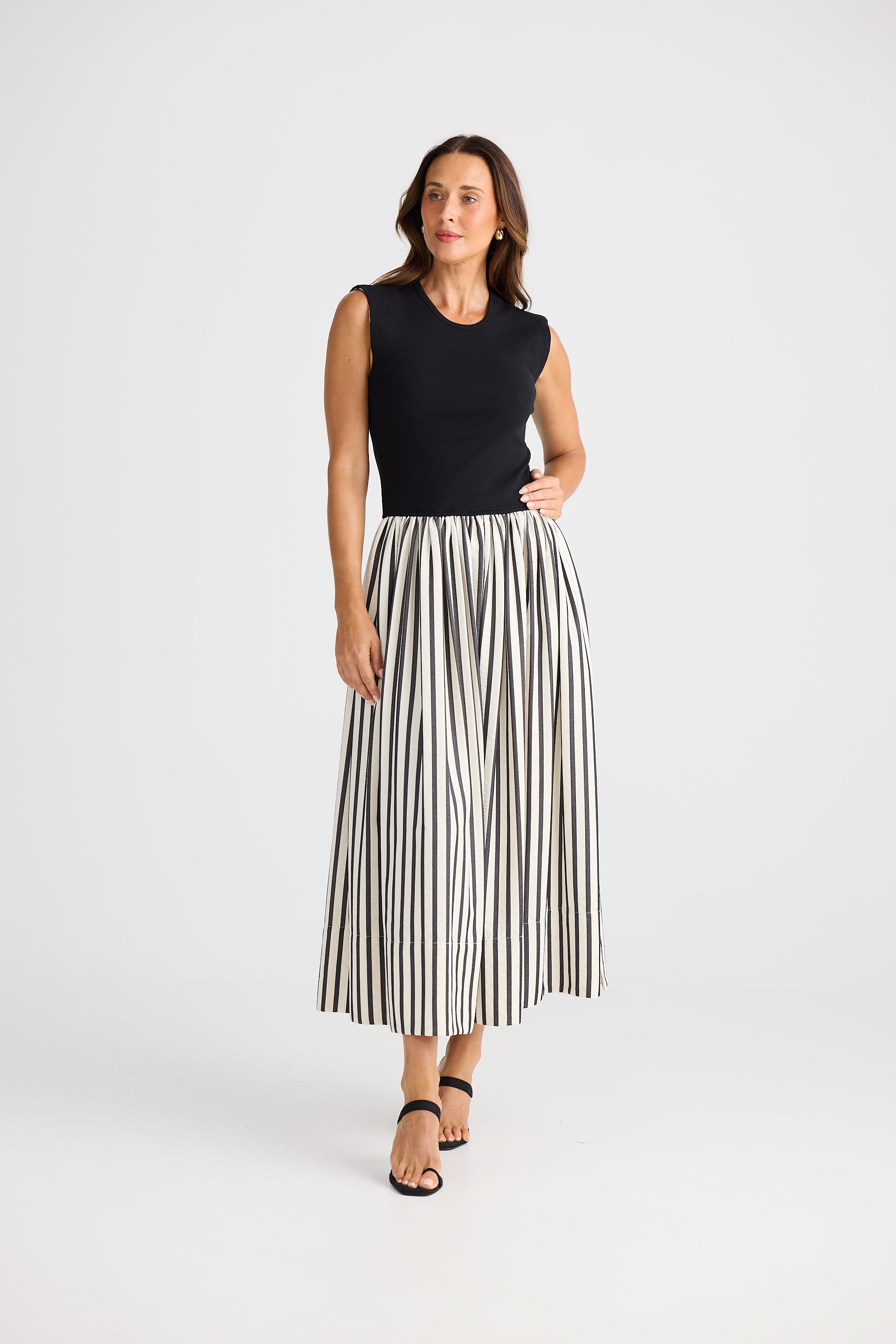 Daphne Dress - Black Stripe