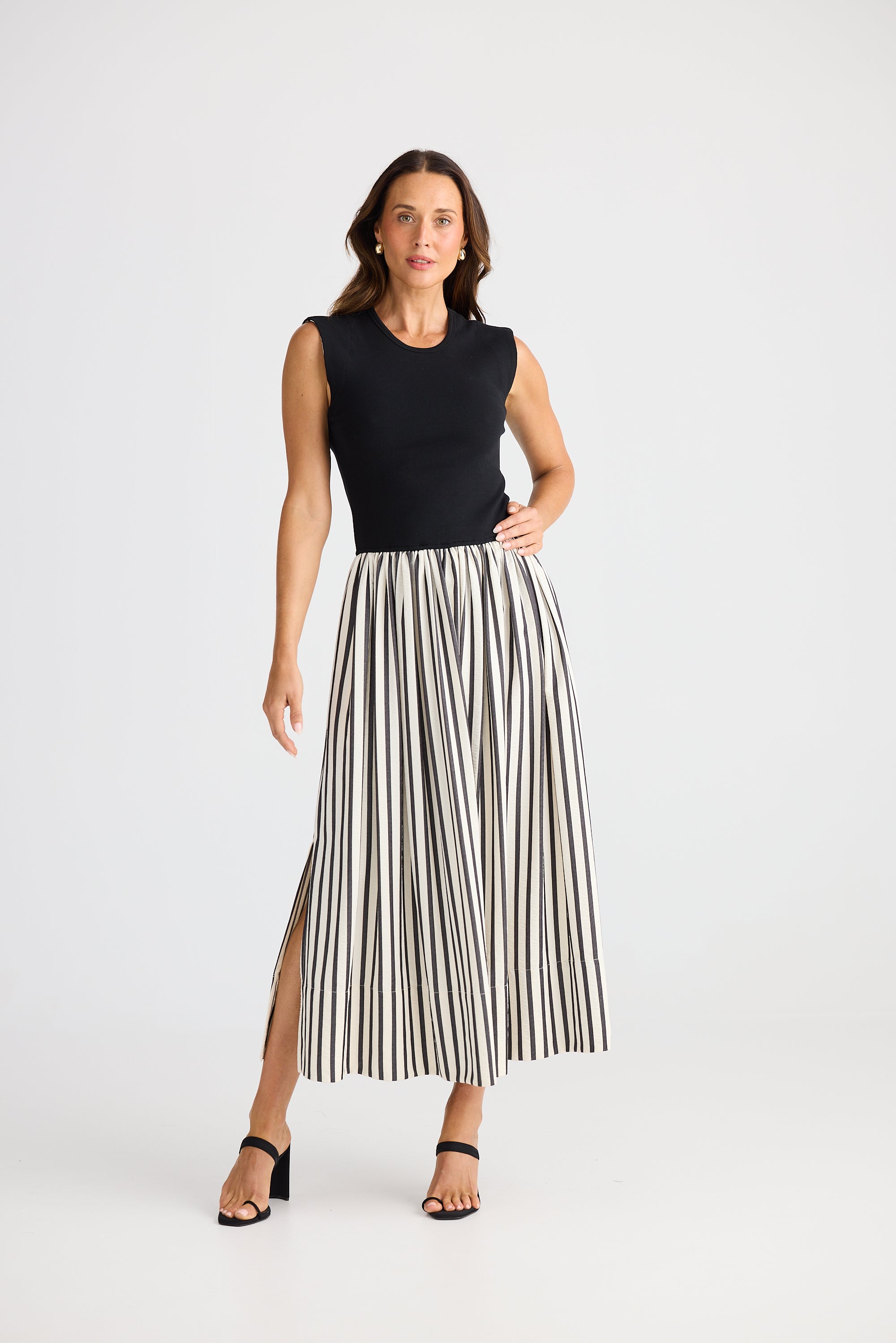 Daphne Dress - Black Stripe