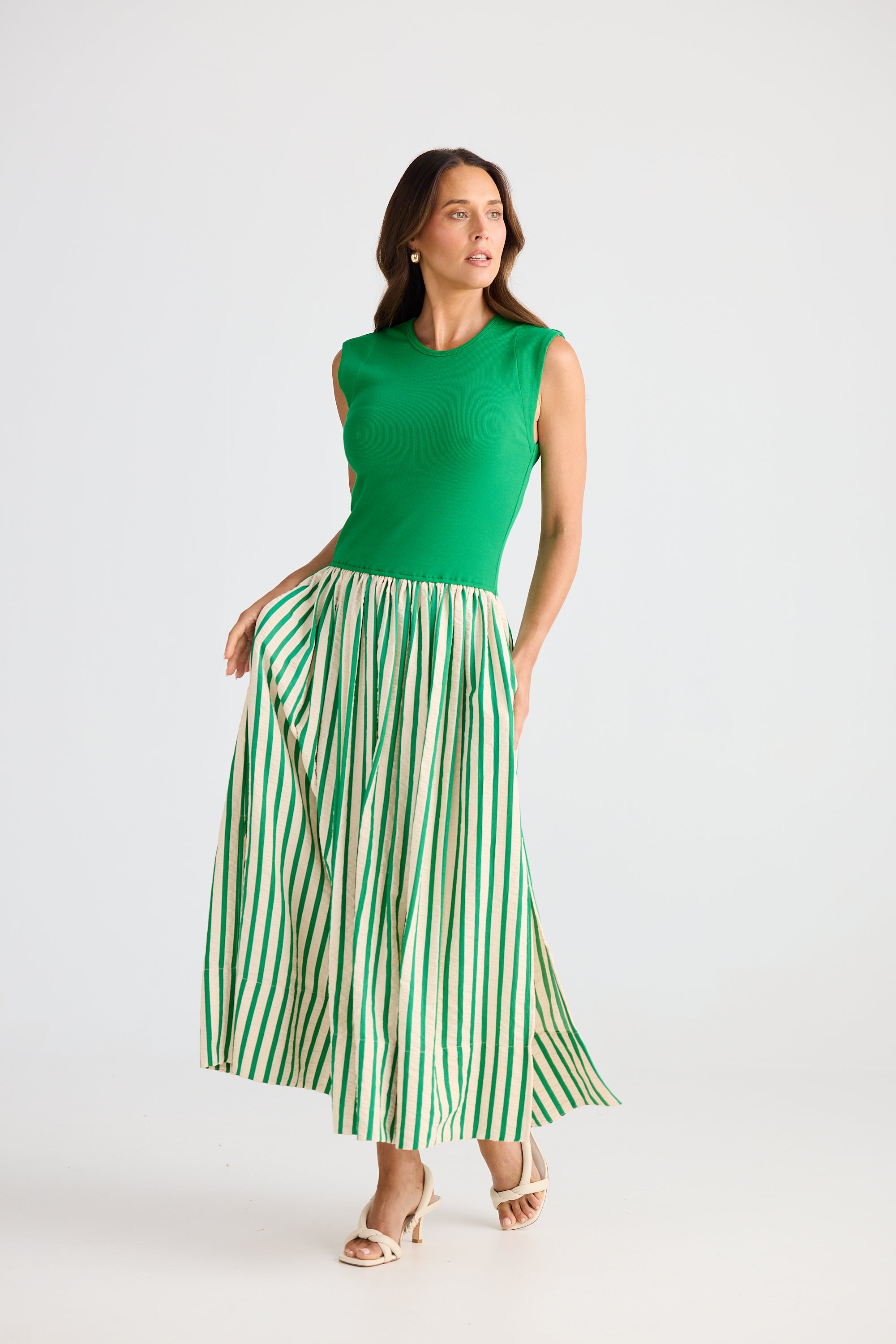 Daphne Dress - Jade Stripe
