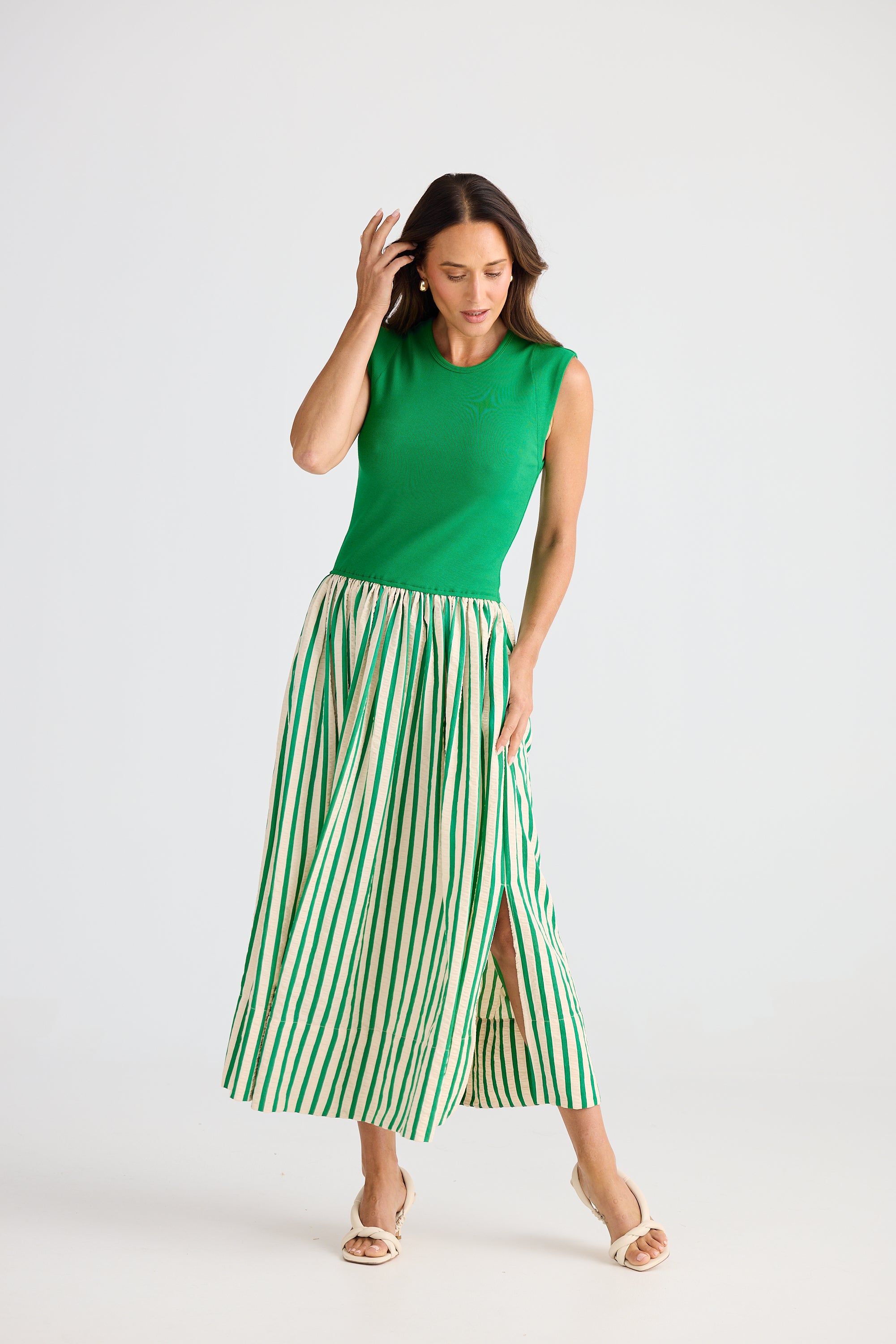 Daphne Dress - Jade Stripe