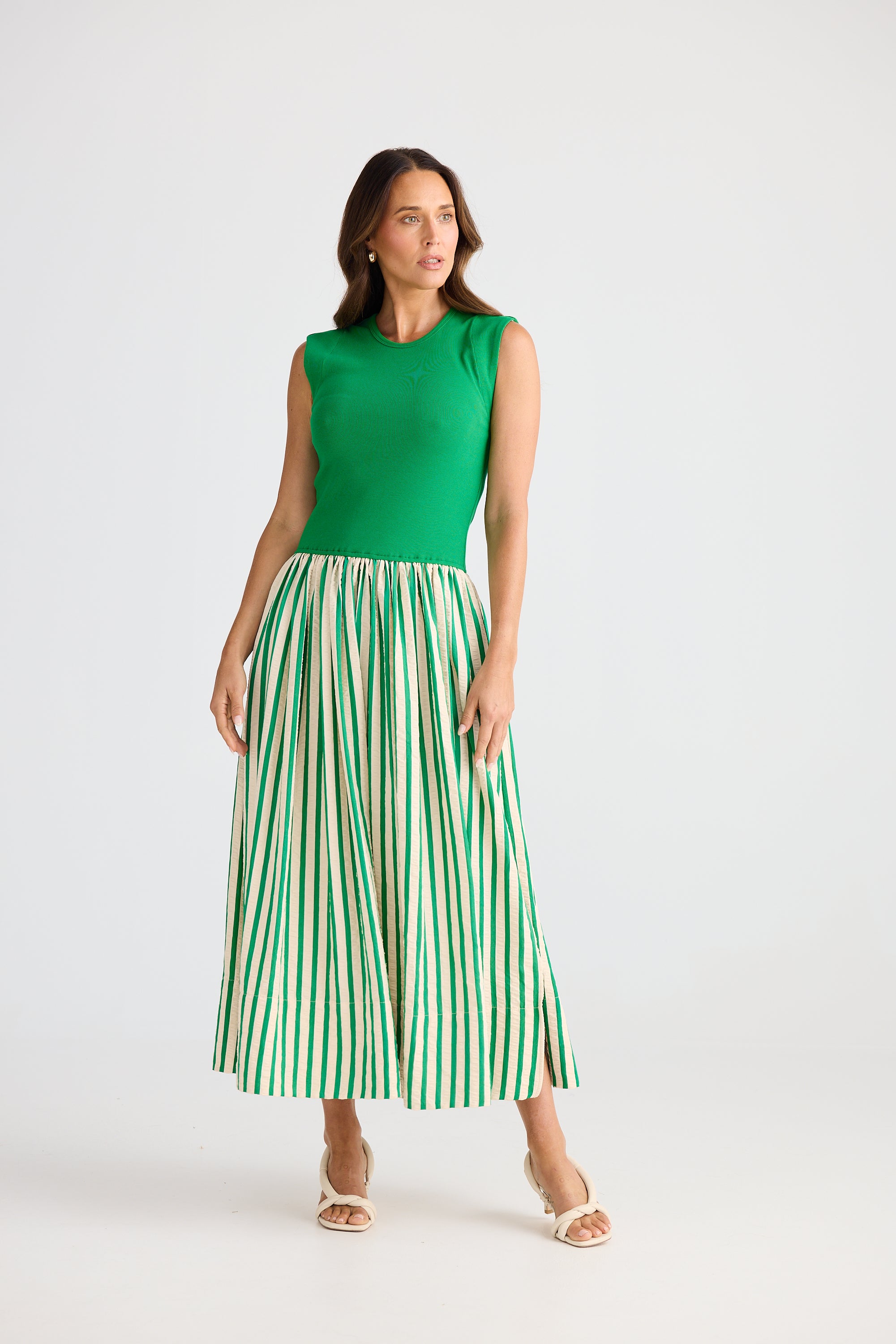 Daphne Dress - Jade Stripe