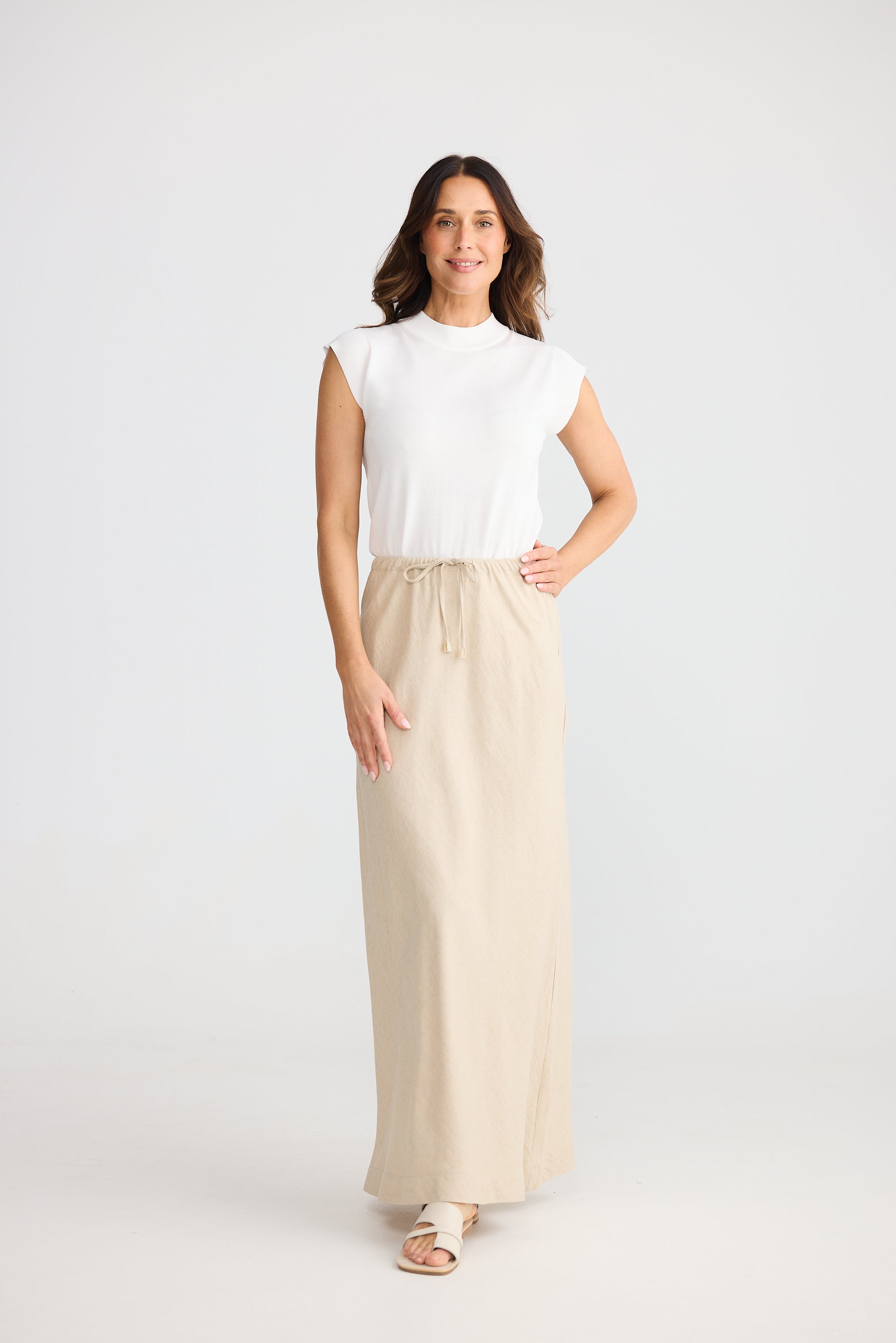 Hettie Bias Skirt - Natural