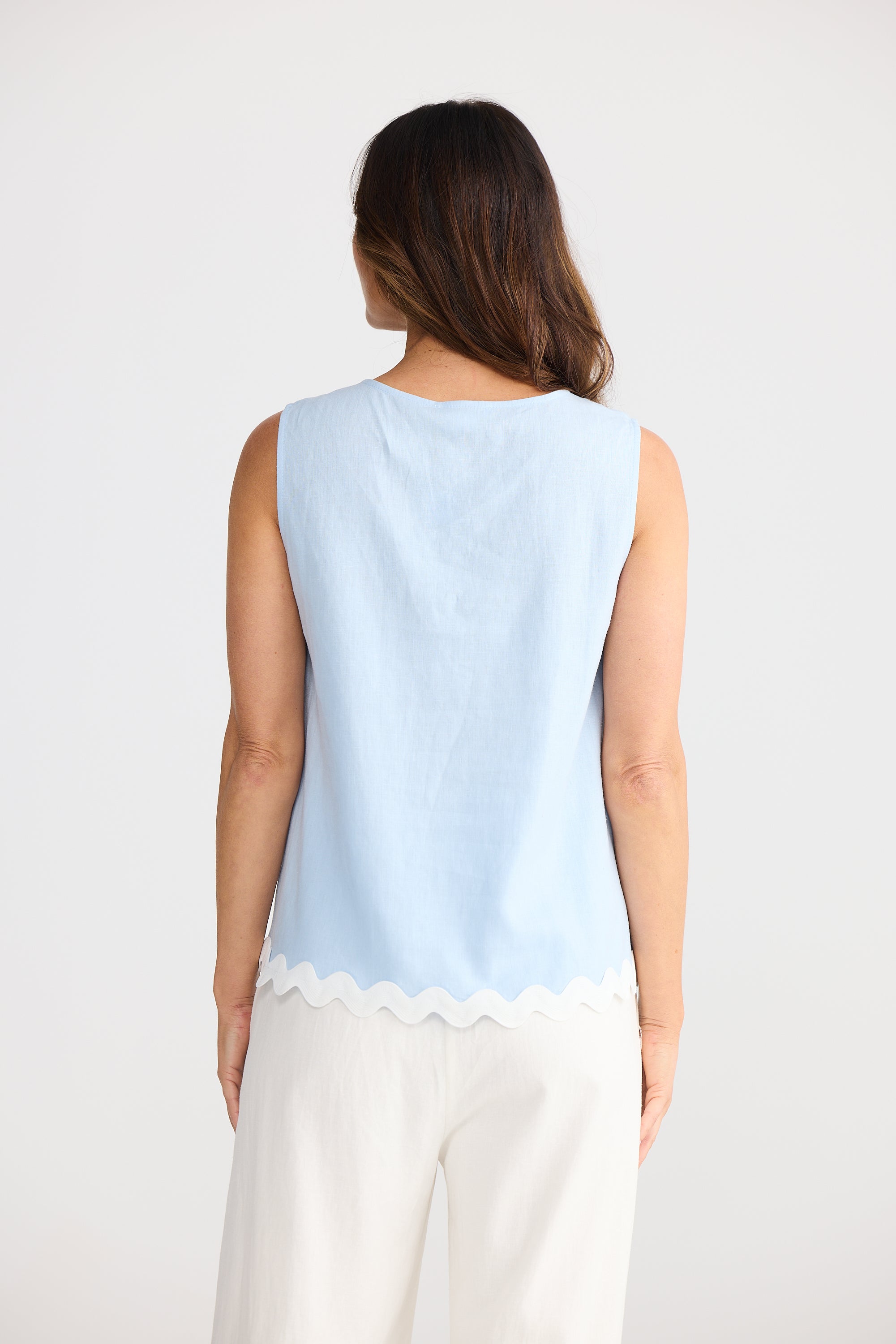 Izzy Ric Rac Top - Sky Blue