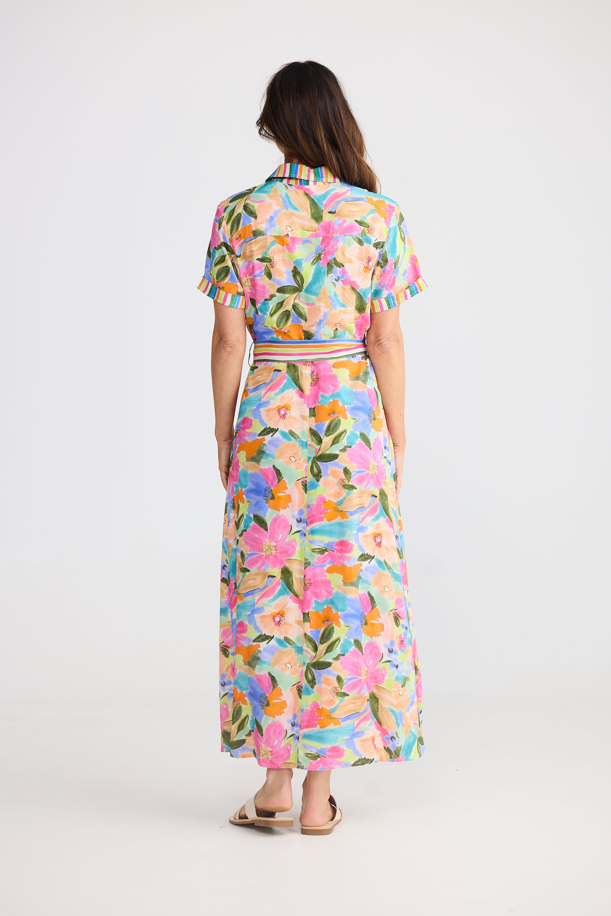Rossellini Short Sleeve Dress - Electric Bloom