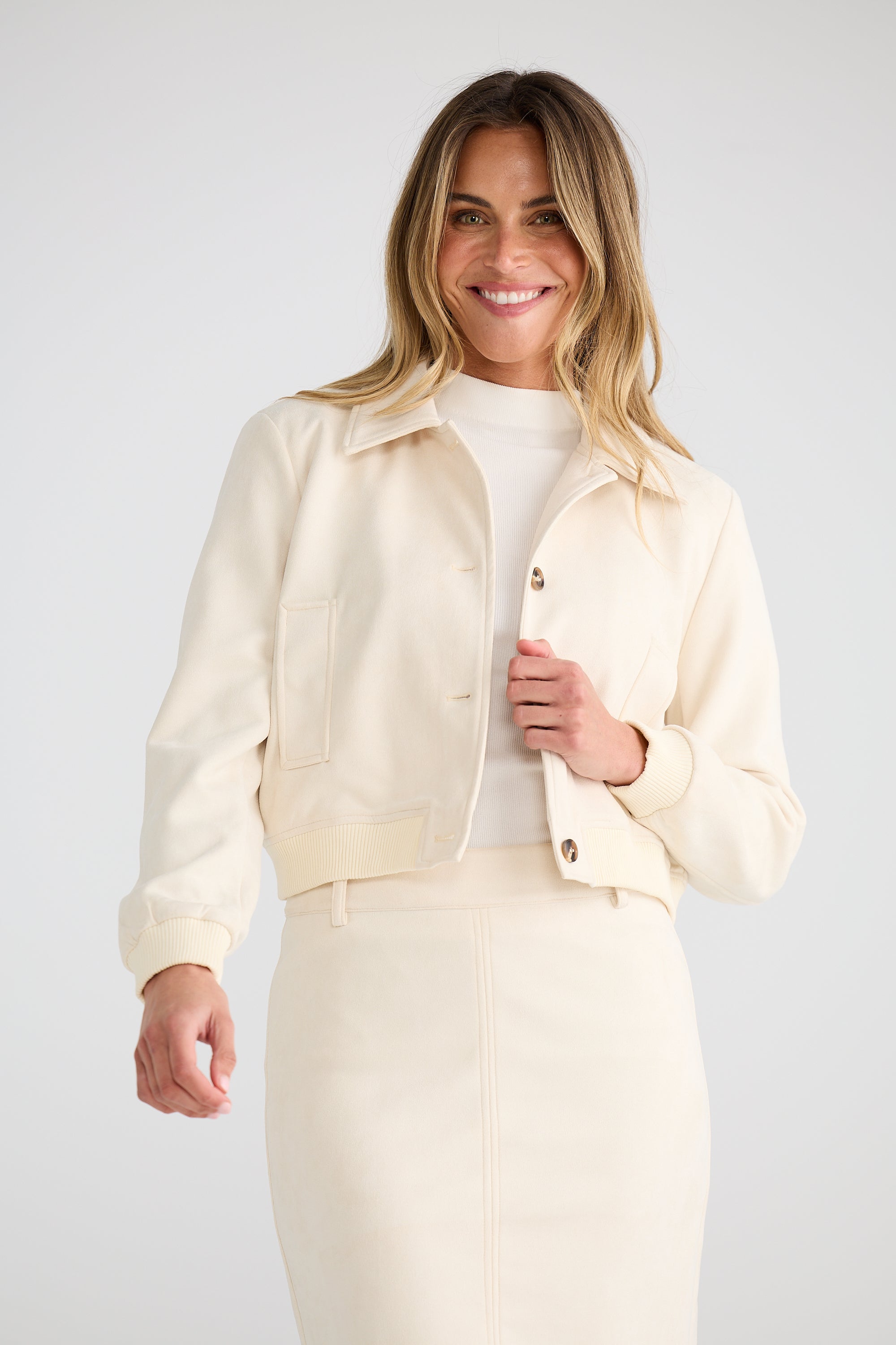 Bronwyn Bomber Jacket - Ecru