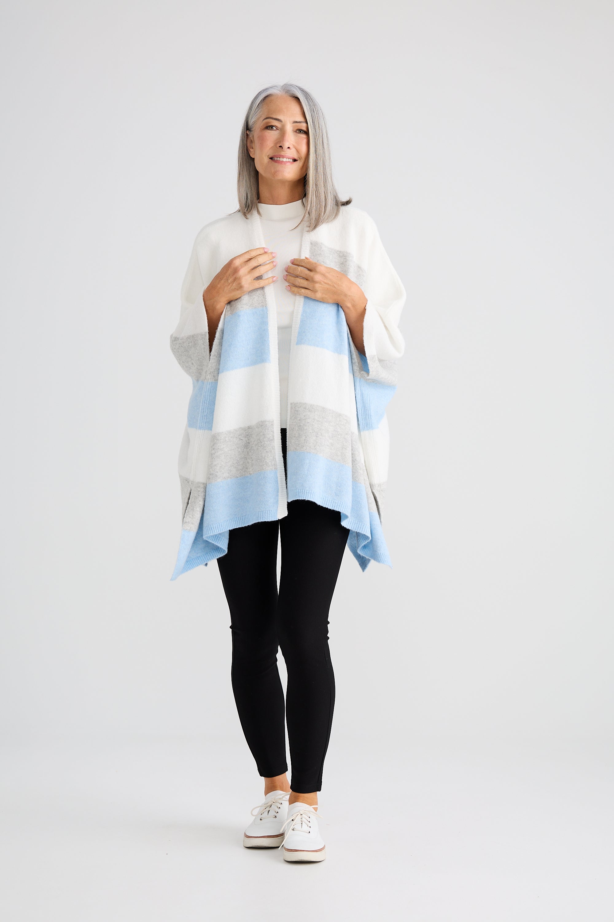 Sander Knit Cape - Blue Multi